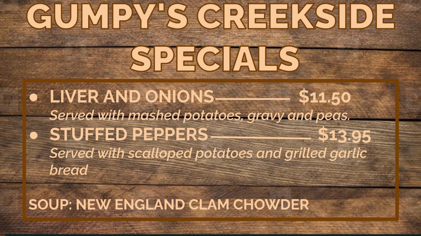 Gumpy's - Today at Gumpy’s Creekside Cabin: Creamy clam chowder is hot ...