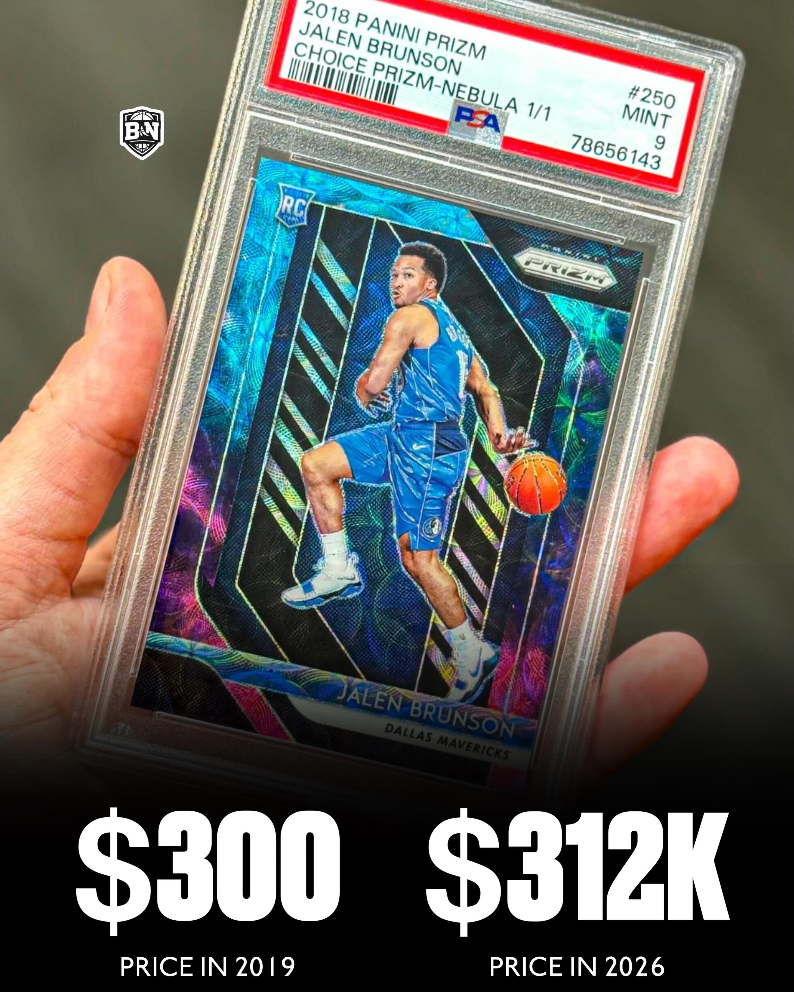 This 1-on-1 Jalen Brunson Dallas Mavericks trading card was sold 