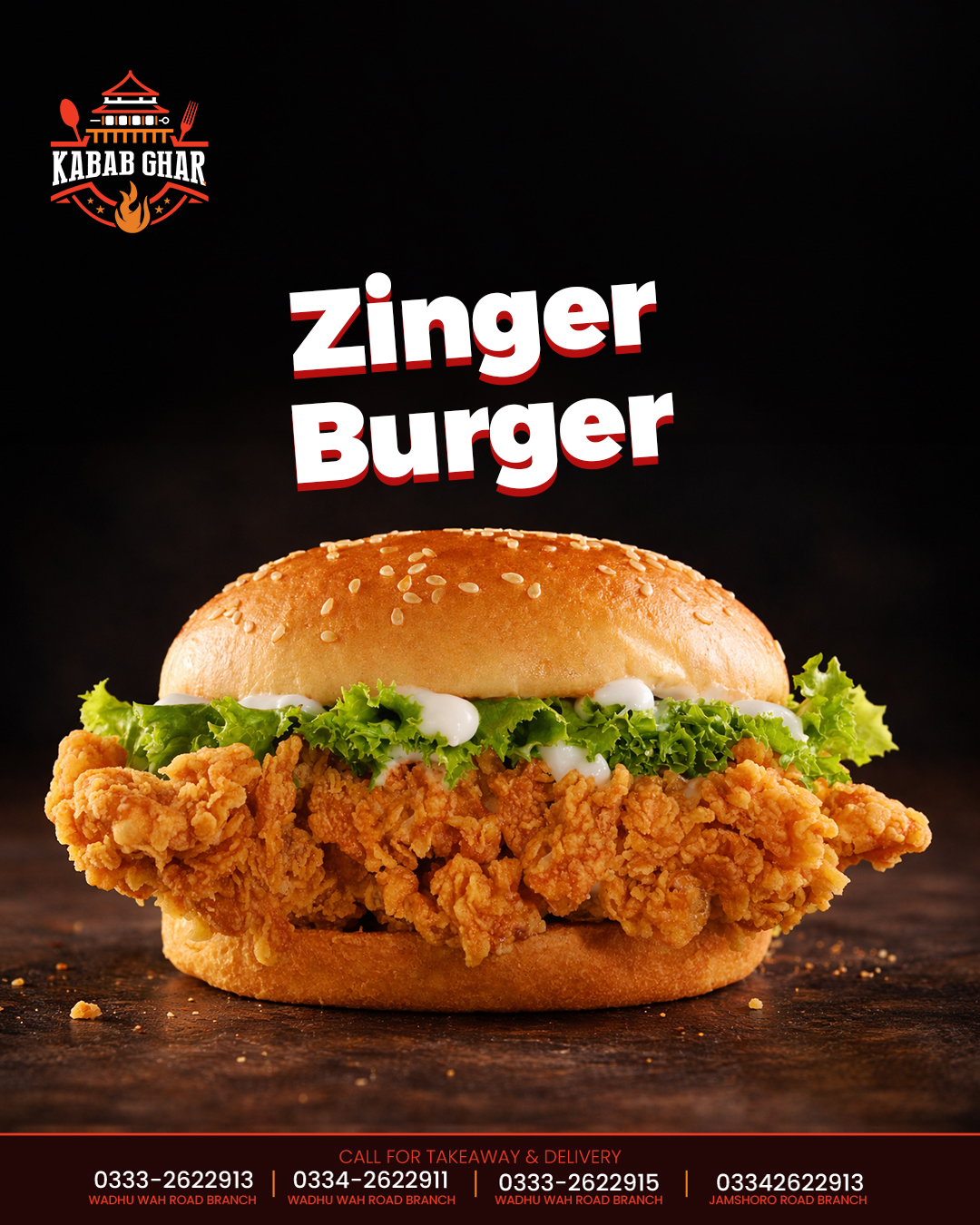 Kabab Ghar - Zinger Burger Crispy chicken, fresh lettuce &... | Facebook