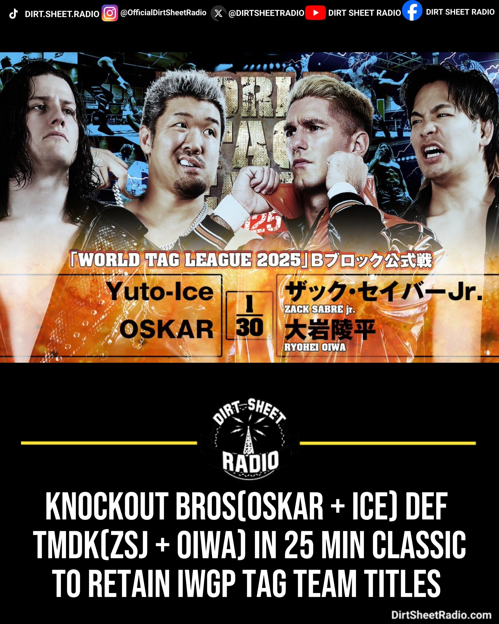 Dirt - Absolutely incredible way to close out Wrestle Kingdom weekend ...
