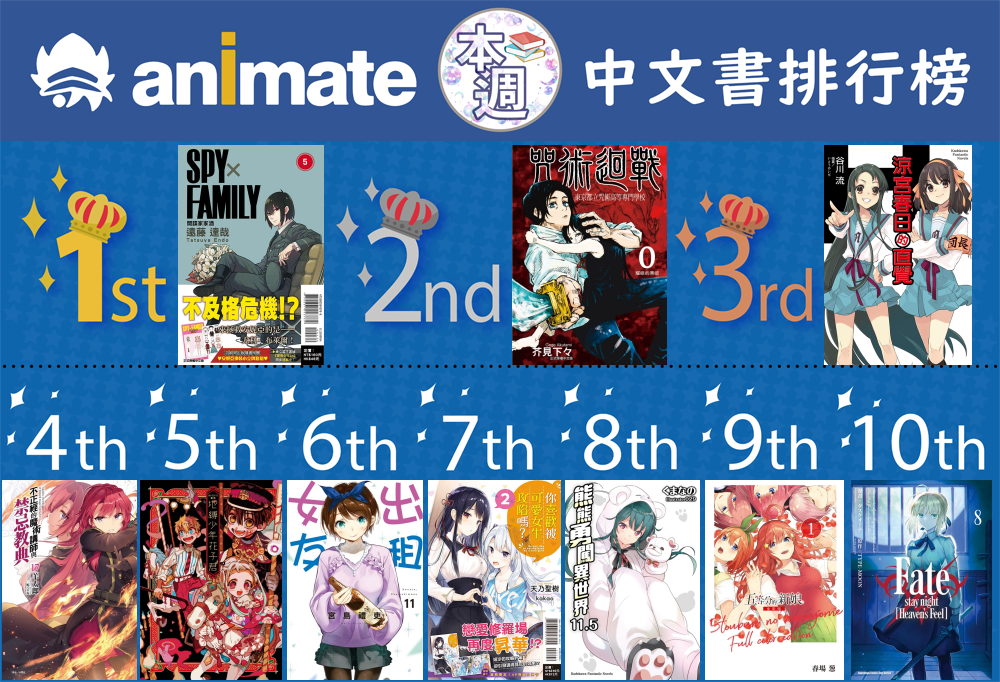 animate 台中店 - 【台版書籍情報】 本周的中文書籍排行榜，提供給大家參考╰(*° °*)╯... | Facebook