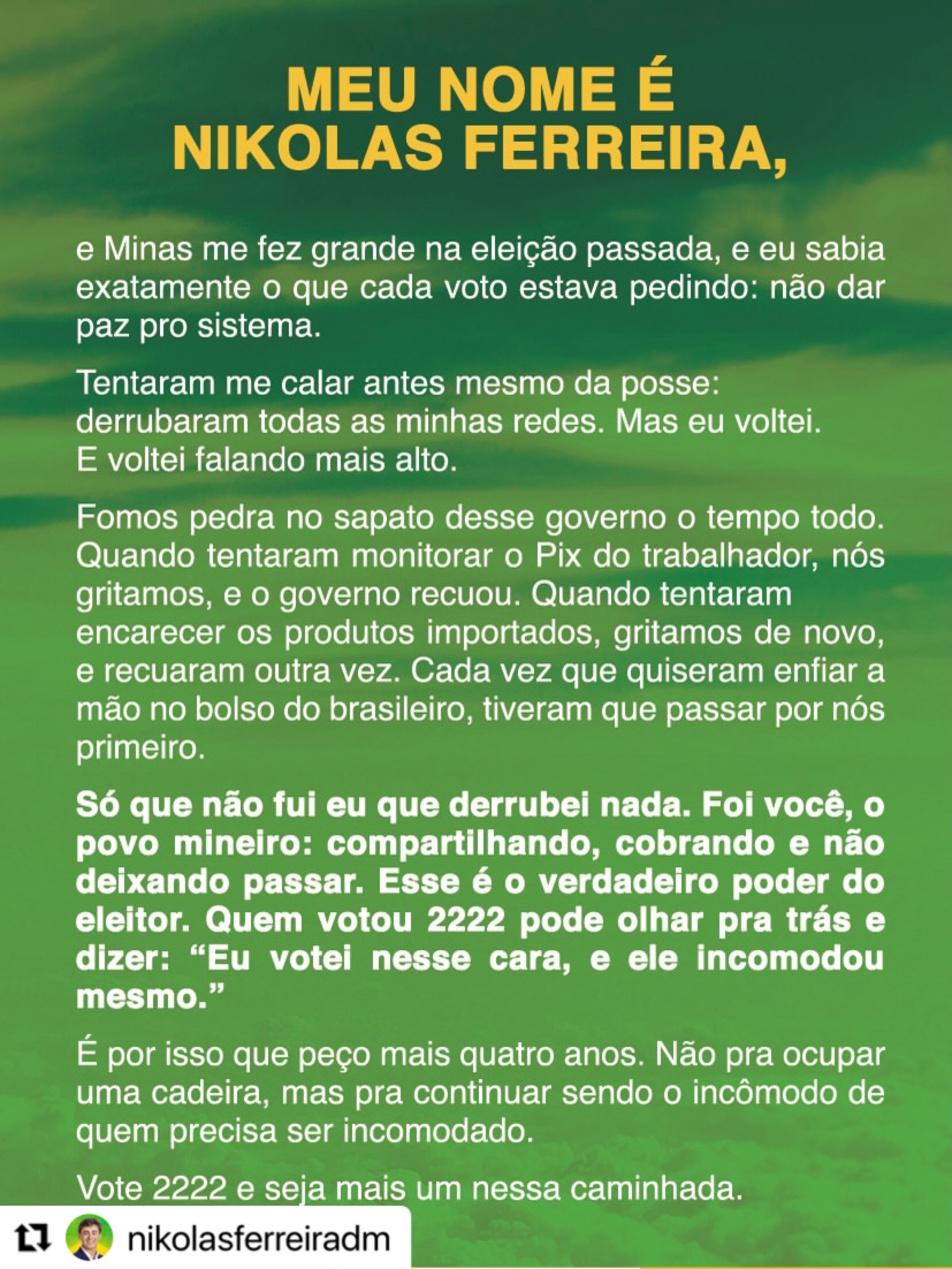 Nicolai Kogler様 リクエスト 1点 Repost Nikolas Ferreira Agora é só digitar e confirmar 🙏🏻🇧🇷