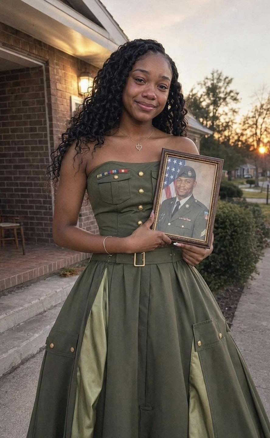 military homecoming dress ideas She had her prom made from her late father's uniform🙏🏾🇺🇸 civilian what to wear to a military graduation