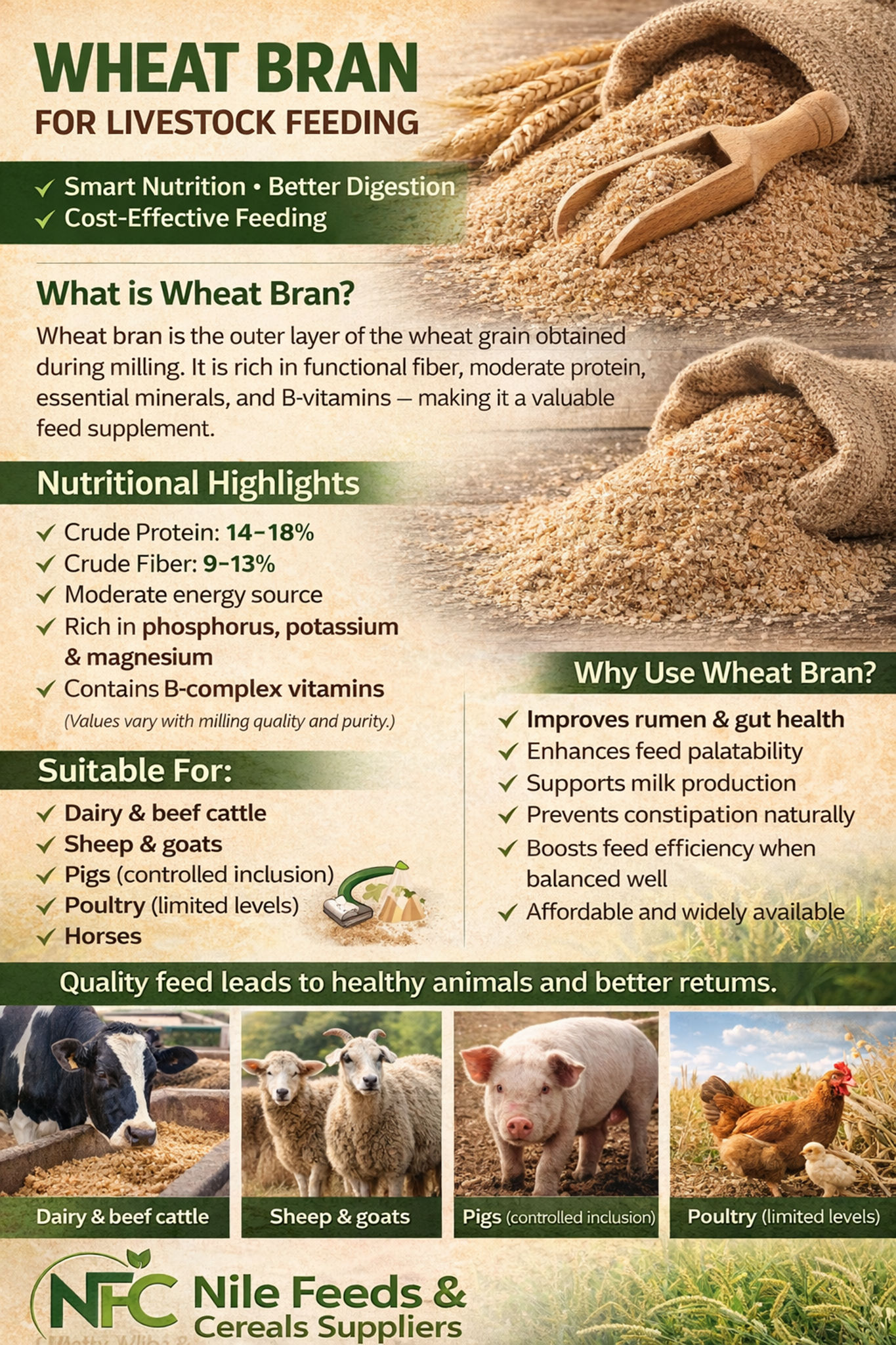 Nile - 🌾 WHEAT BRAN FOR LIVESTOCK FEEDING A smart, nutritious & cost ...