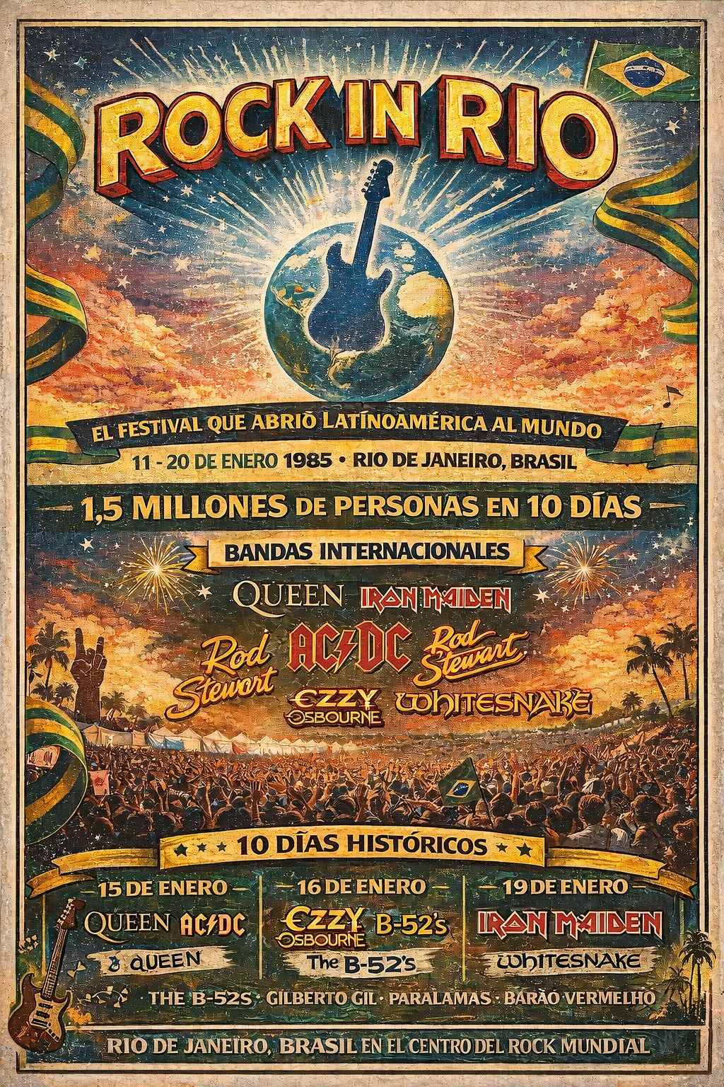 Hace 41 años (en 1985) comenzó el primer Rock in Rio! Ese día