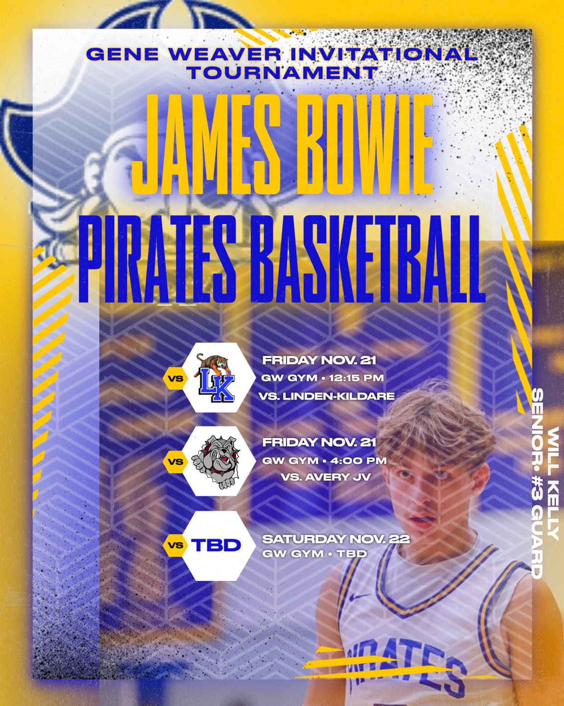 Simms ISD - 🔵🟡🏀 Tournament schedule update for James Bowie... | Facebook