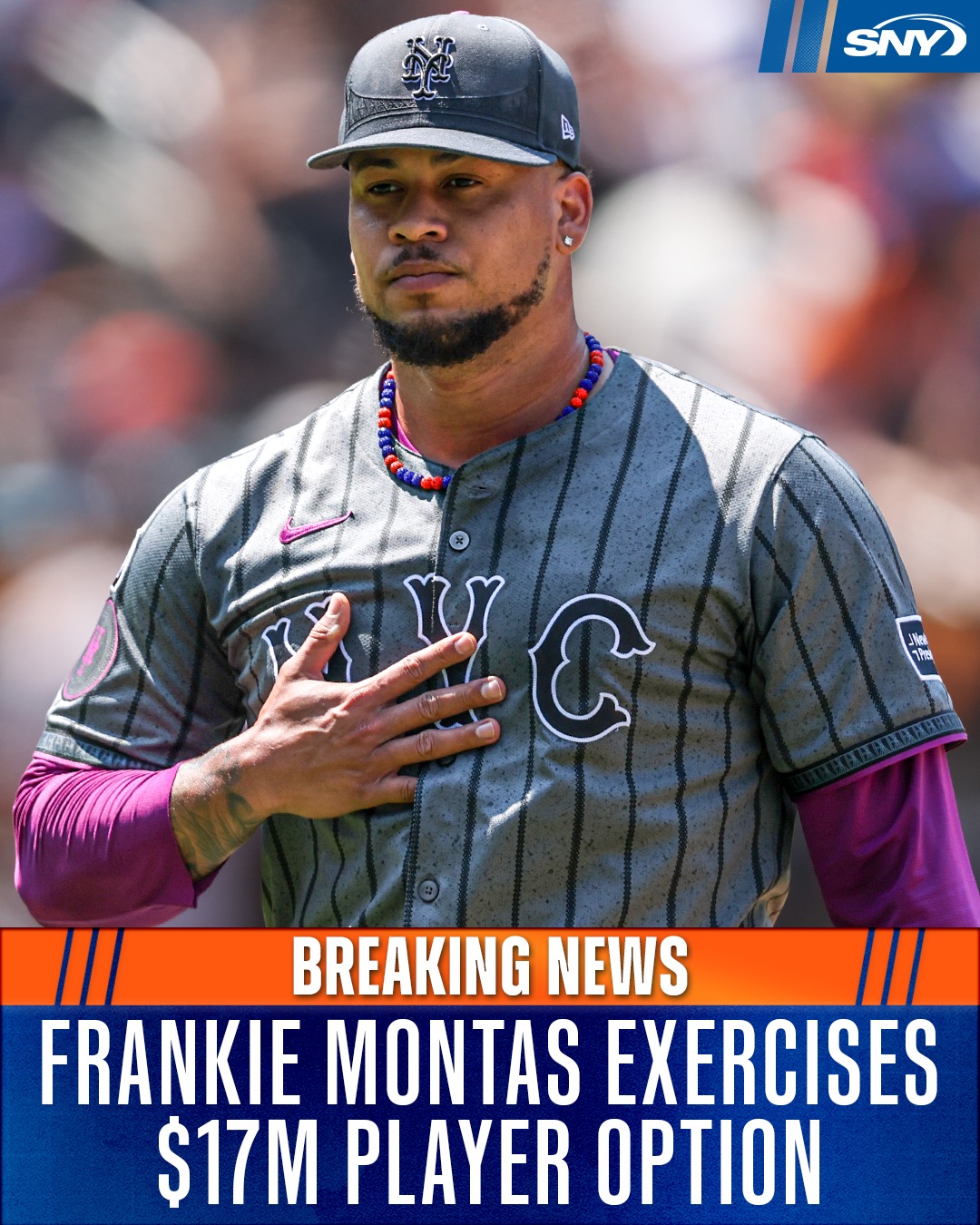 SNY - Frankie Montas has exercised his $17 million player option for ...