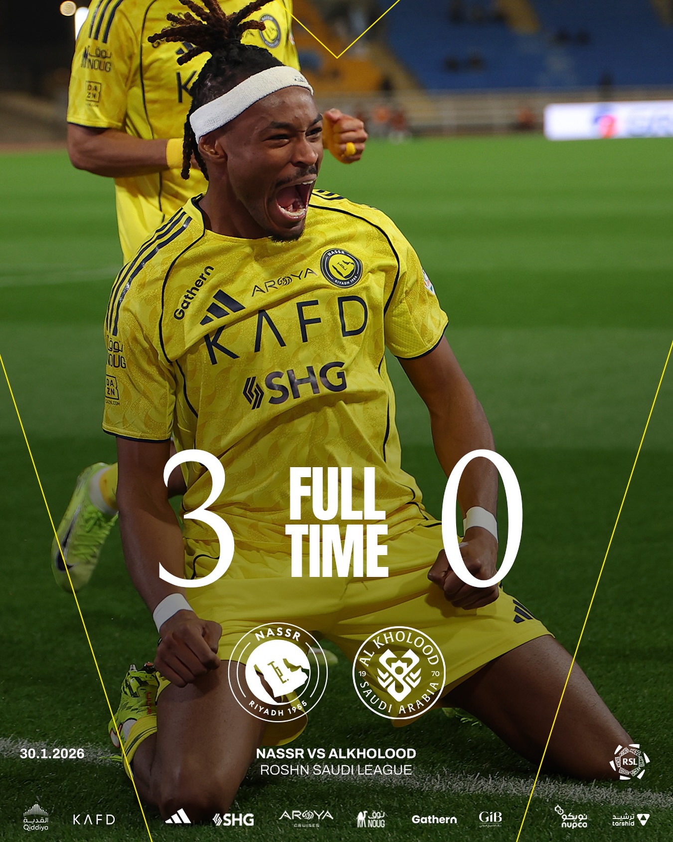 نادي - 💛🤩 ‏🔚 | انتصـارٌ وثلاث نقـاط 💛💛 ‏صافـرة النهايـة ‏⁧‫#النصر ...