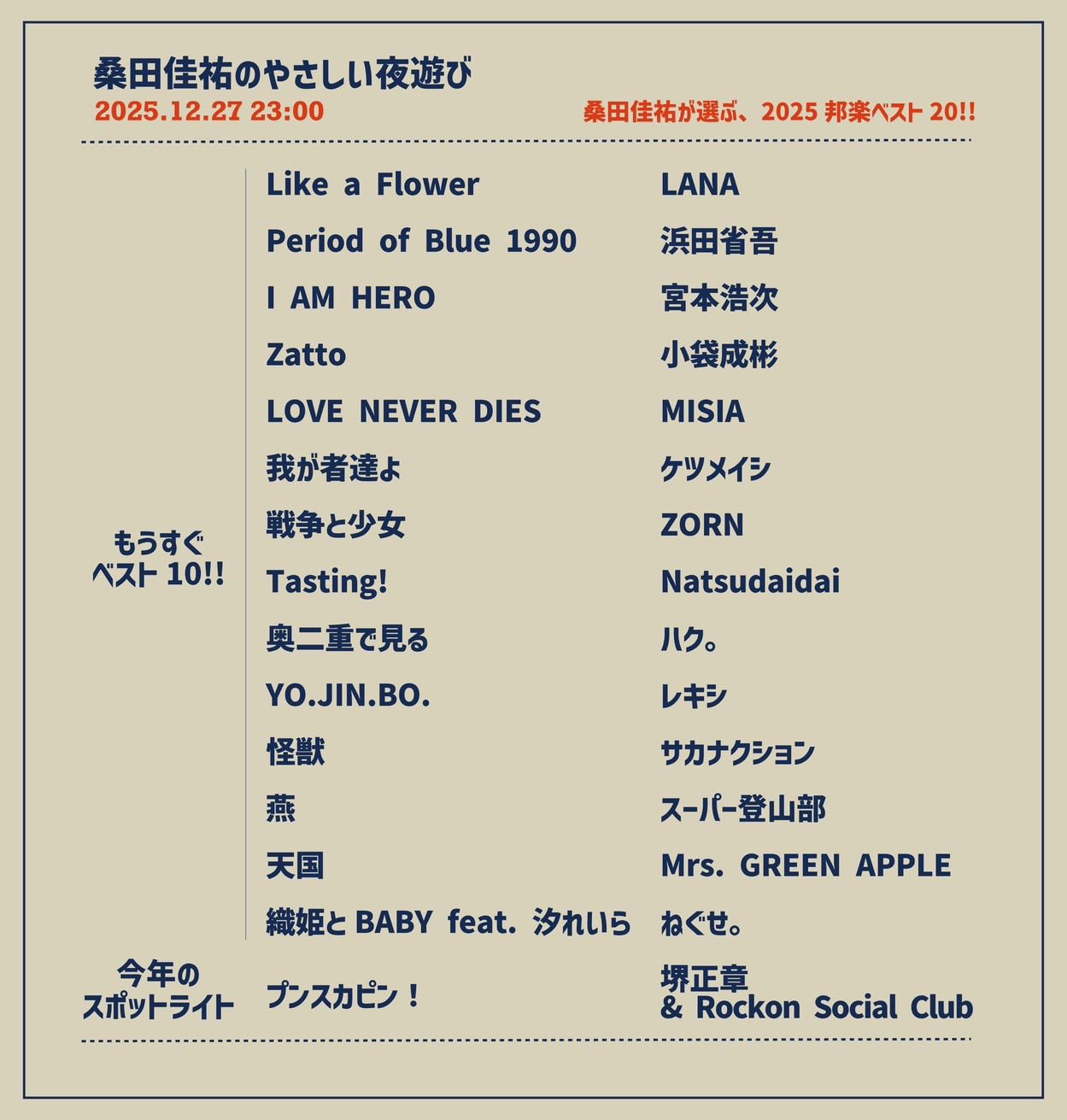 桑田佳祐 の #やさしい夜遊び🌃🎶 6年ぶりの企画「桑田佳祐が選ぶ