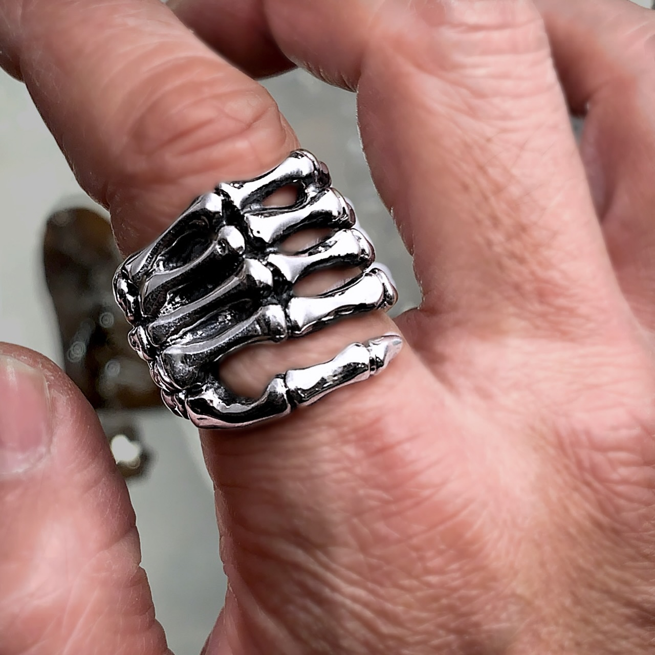 One our our classic designs. The BONE HAND ring . this is the