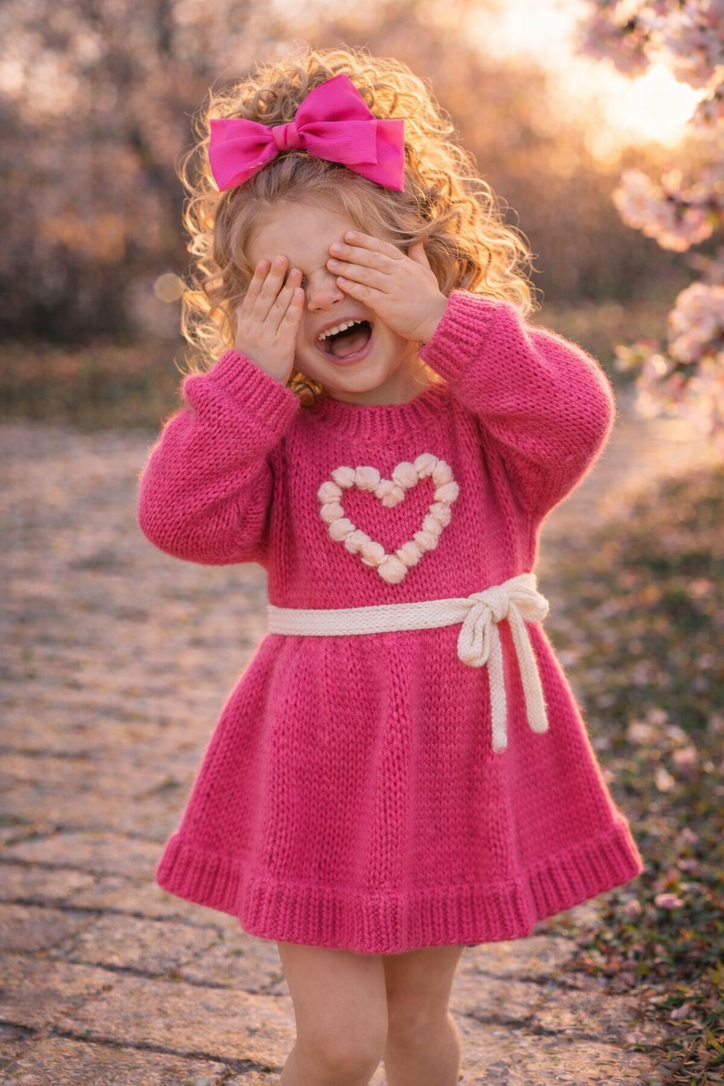 Free ribbons and hearts knit dress available