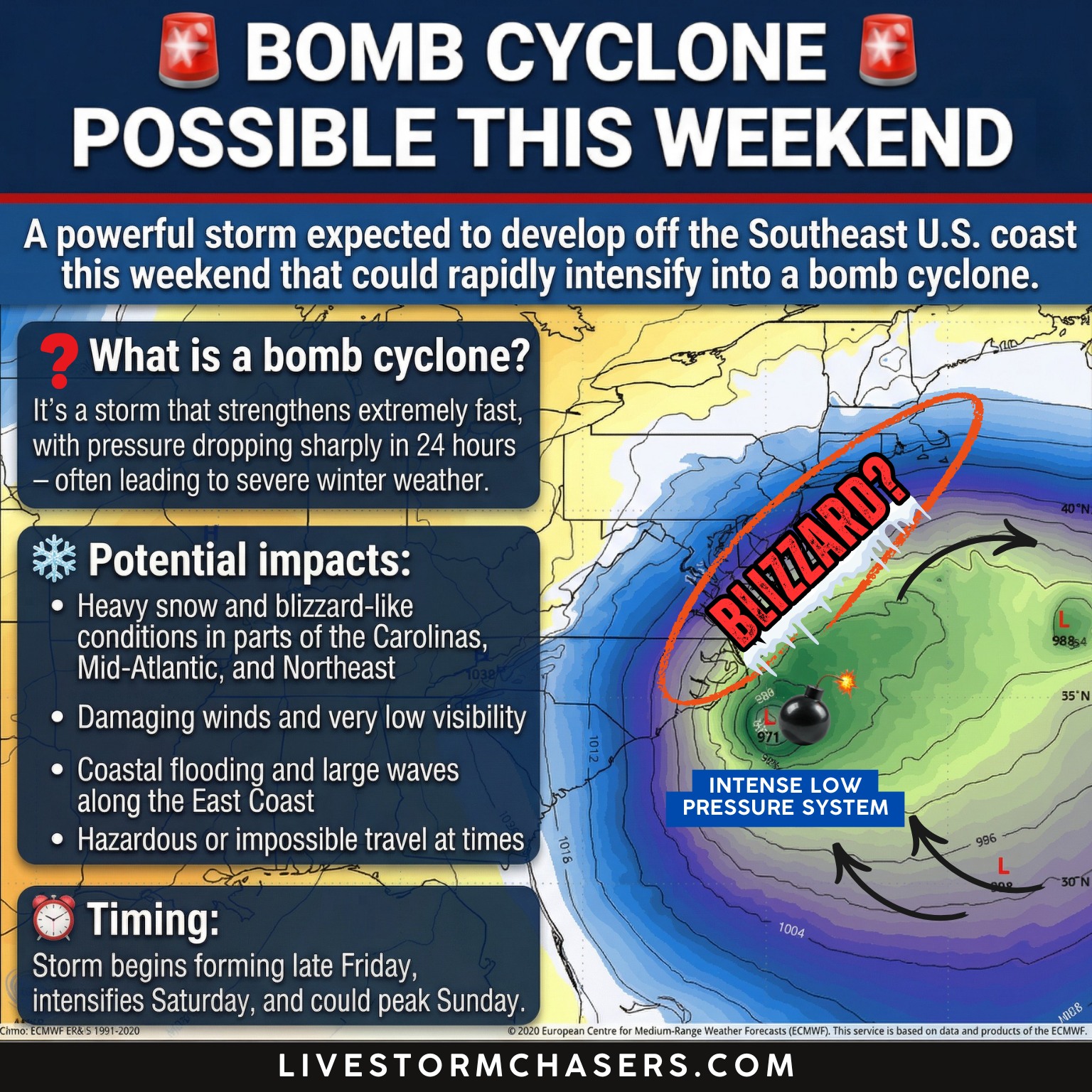 🚨 BOMB CYCLONE POSSIBLE THIS WEEKEND... - Live Storm Chasers | Facebook