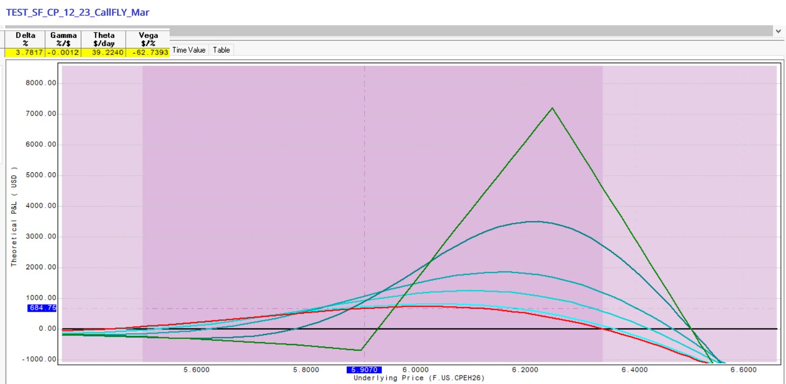 This image shows a risk-defined futures options spread on Copper ...