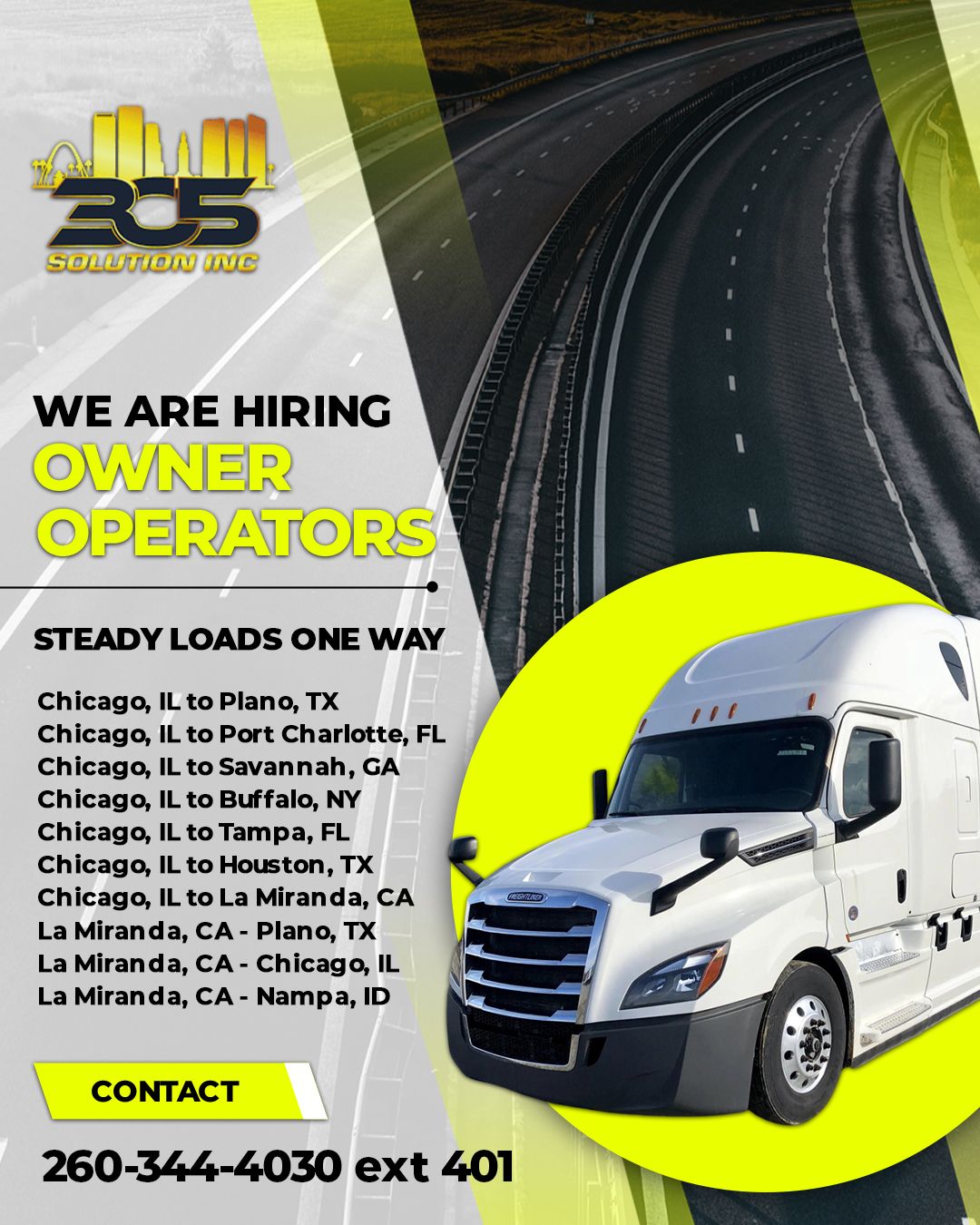 Chicago - 🚛 We Are Hiring — OWNER OPERATORS Join 305 Solution Inc and ...