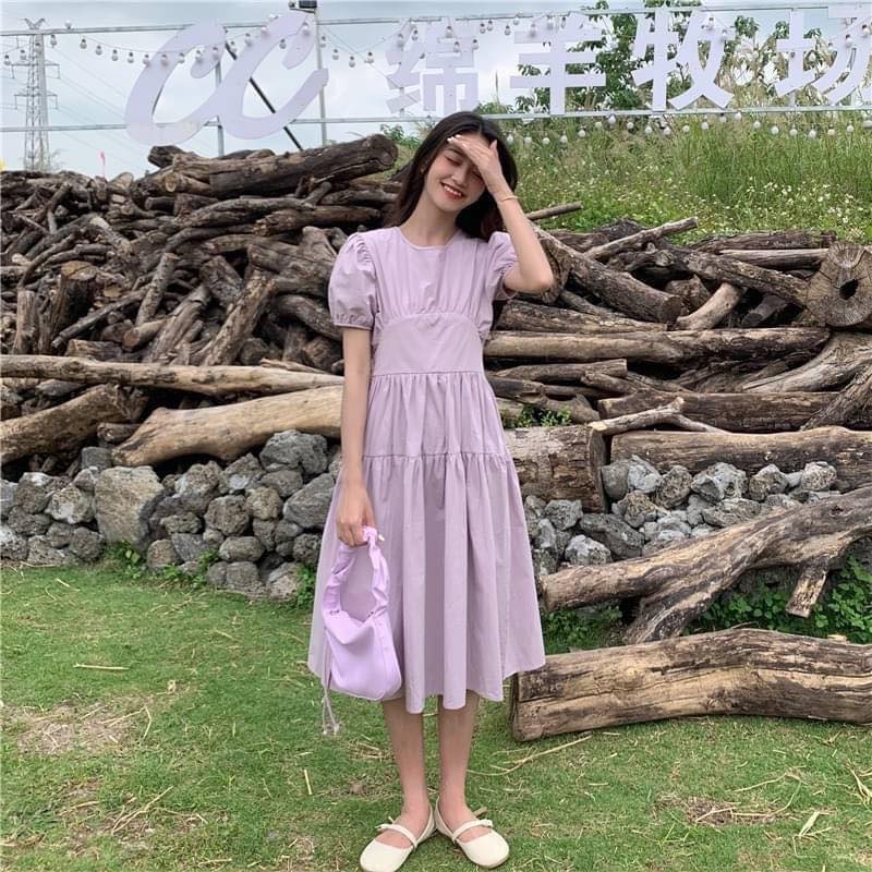 Metika Shop - เดรสยาว ผูกโบว์หลัง มี 2 สี ม่วง/ขาว... | Facebook