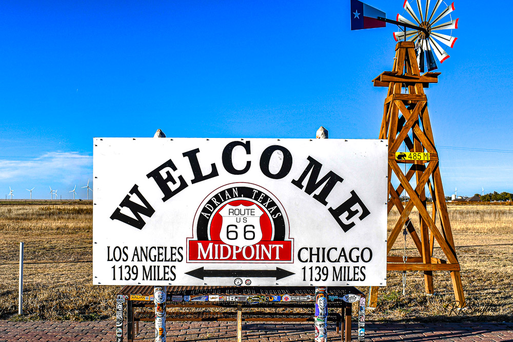 We are officially at the midway point of Route 66 in the town of