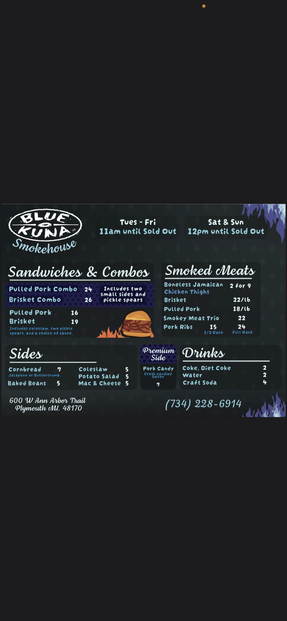 Blue - Hello everyone. This is the first run of our menu while we see ...