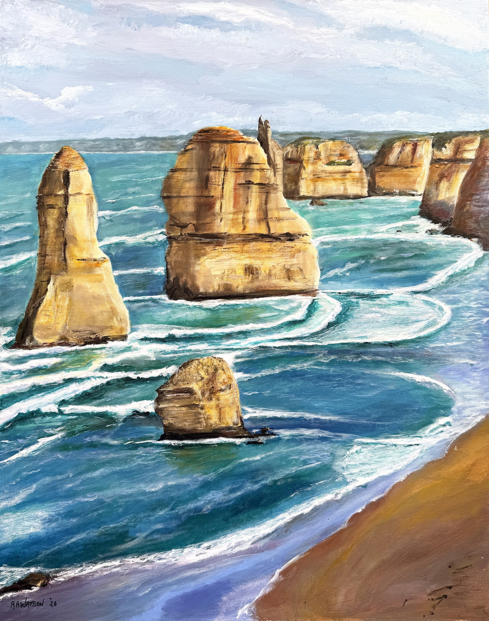 Acrylic painting of the Twelve Apostles in Victoria, Australia