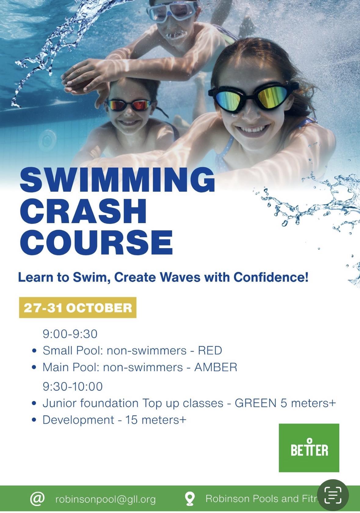 🌊💦 SWIMMING CRASH COURSE 💦🌊... - Robinson Pools & Fitness | Facebook