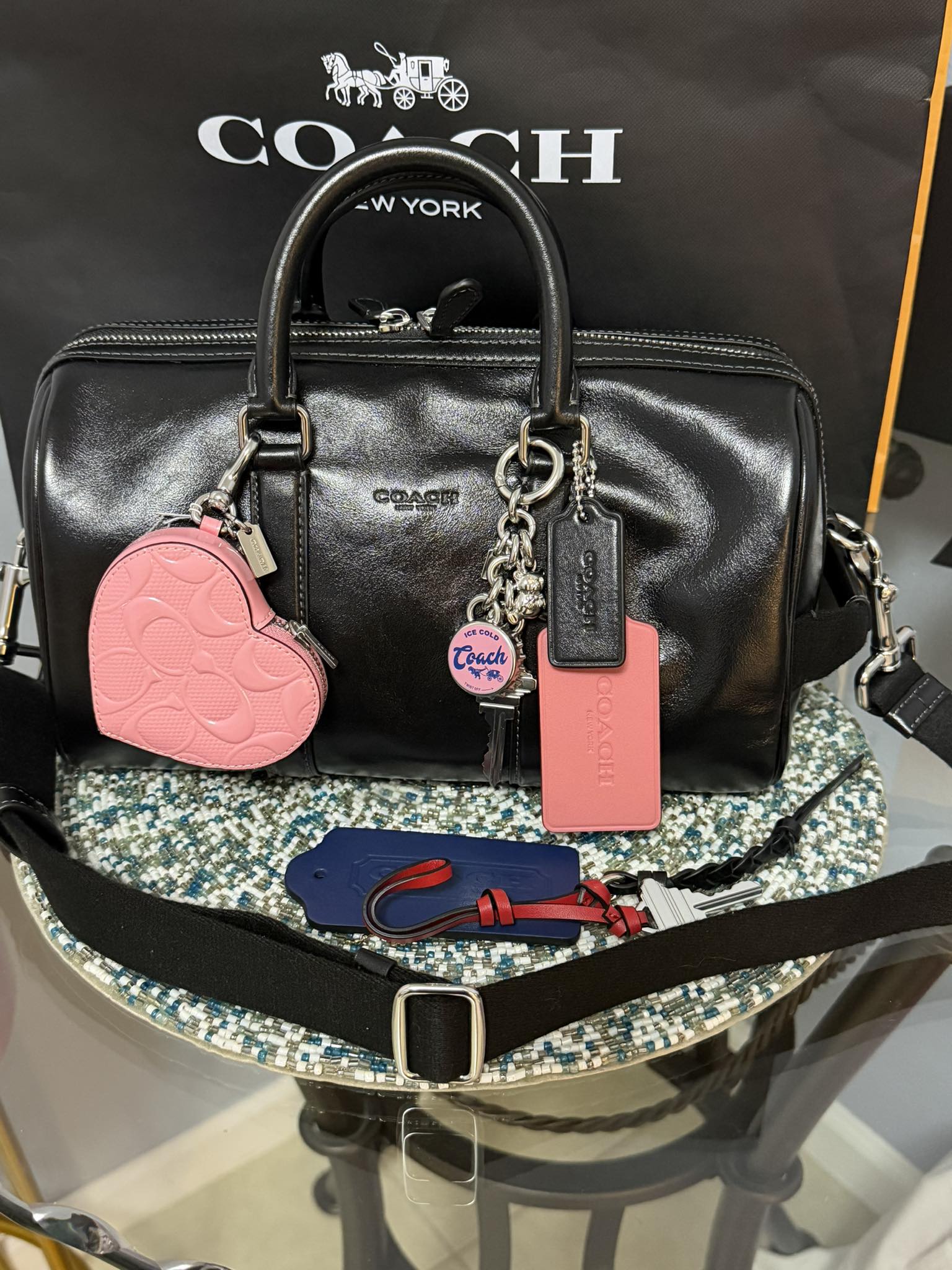 Coach lipstick charm review and interchange with powder pink bags