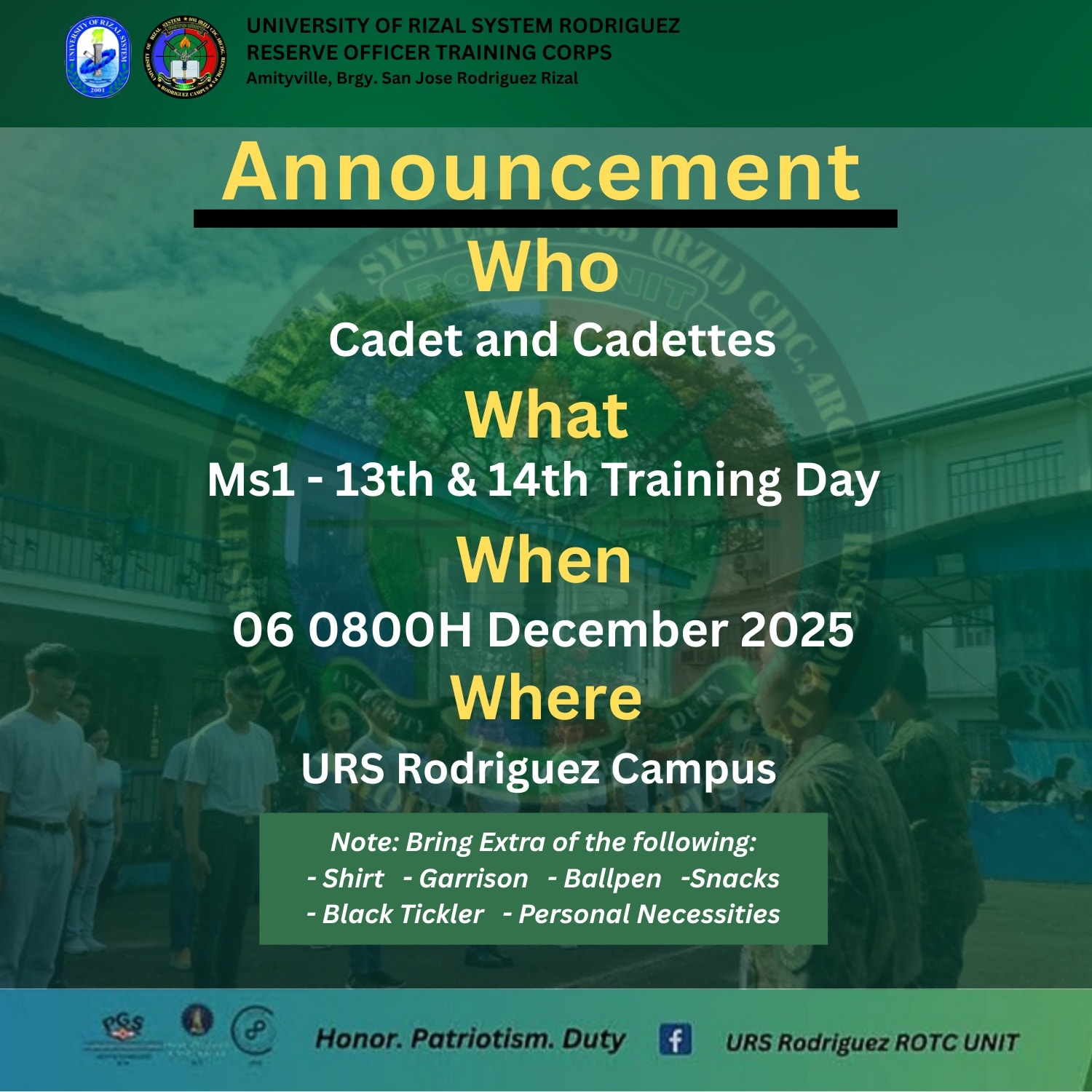 URS Rodriguez ROTC UNIT | Rodriguez