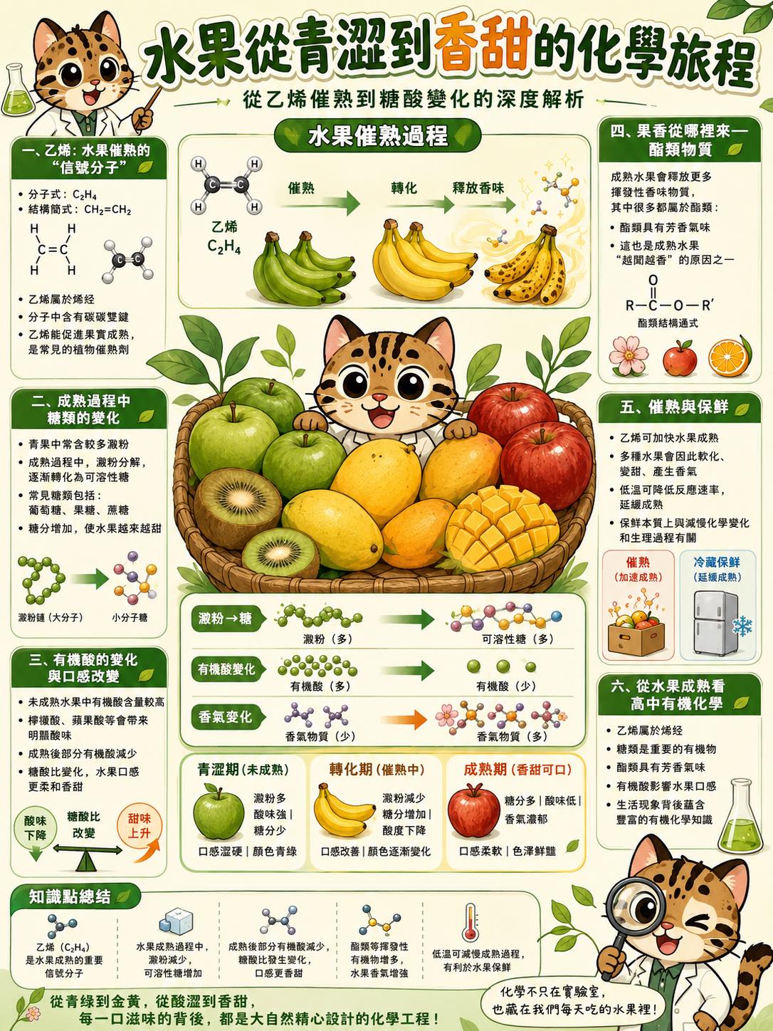 🍌🍎🥭【水果從青澀到香甜，原來是一場化學旅程！】 你知道嗎？ 水果變