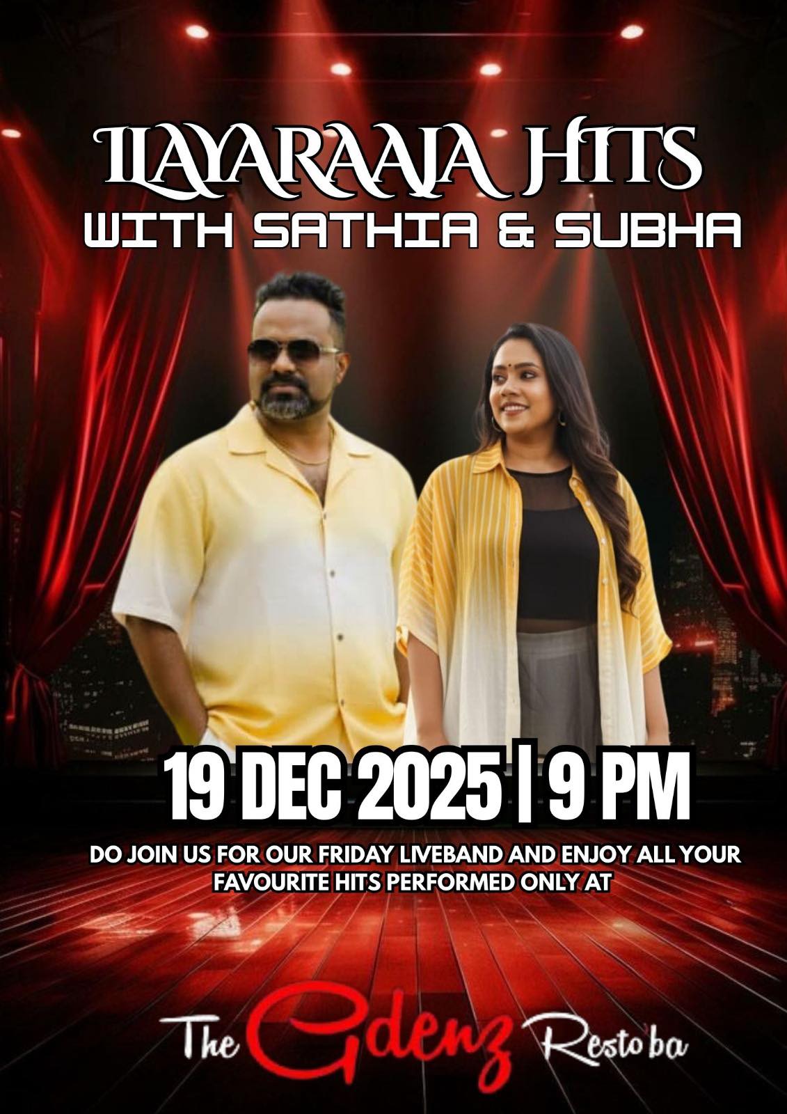 The Gdenz - 🎶 Ilayaraja Hits Night is here! 🎶 Get ready to relive the ...