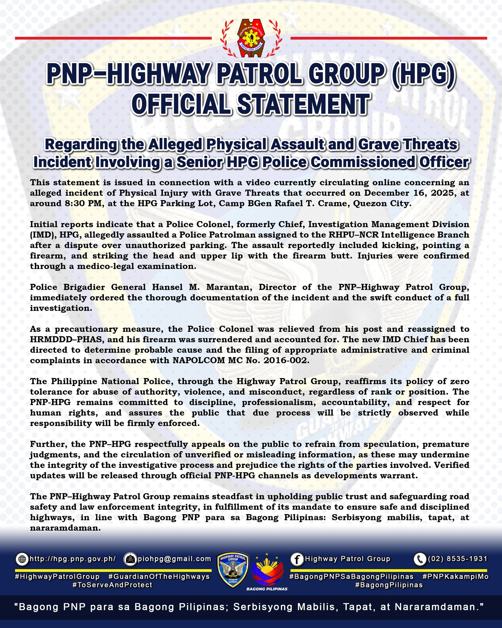 DZRH - BASAHIN: Naglabas ng opisyal na pahayag ang Philippine National ...