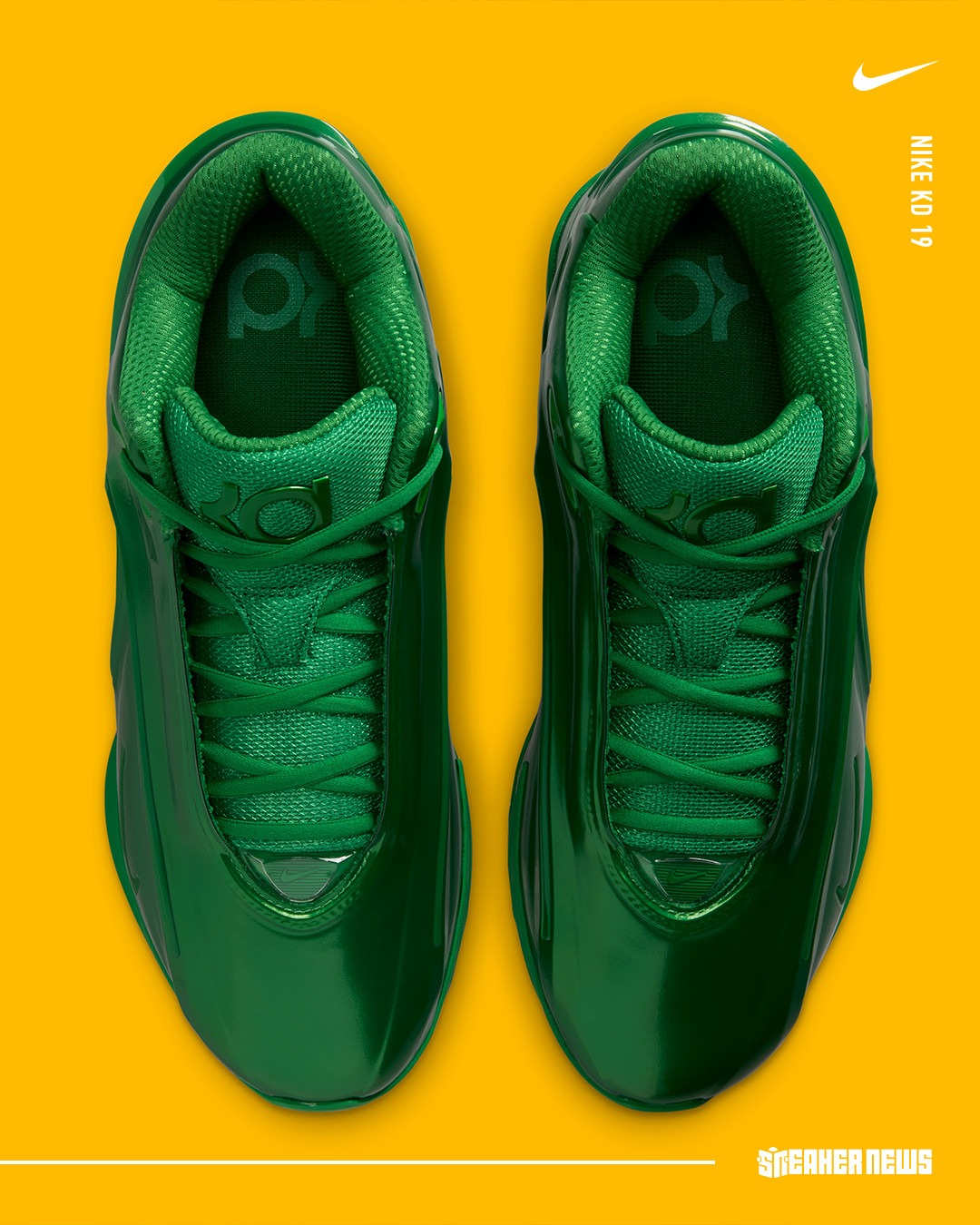 The Nike KD 19 goes all-green, giving us memories of Kevin