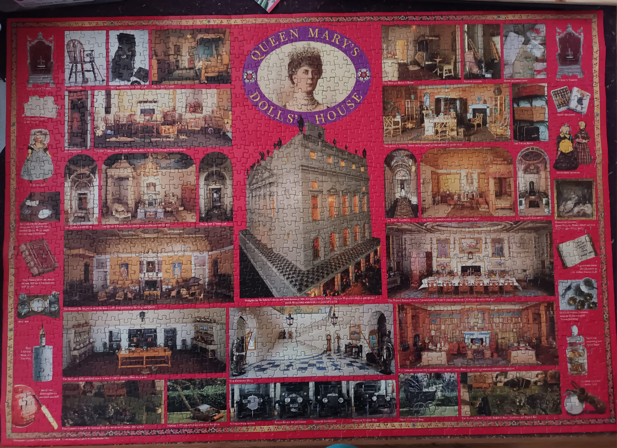 Completing a jigsaw puzzle inspired by Queen Mary's dollhouse