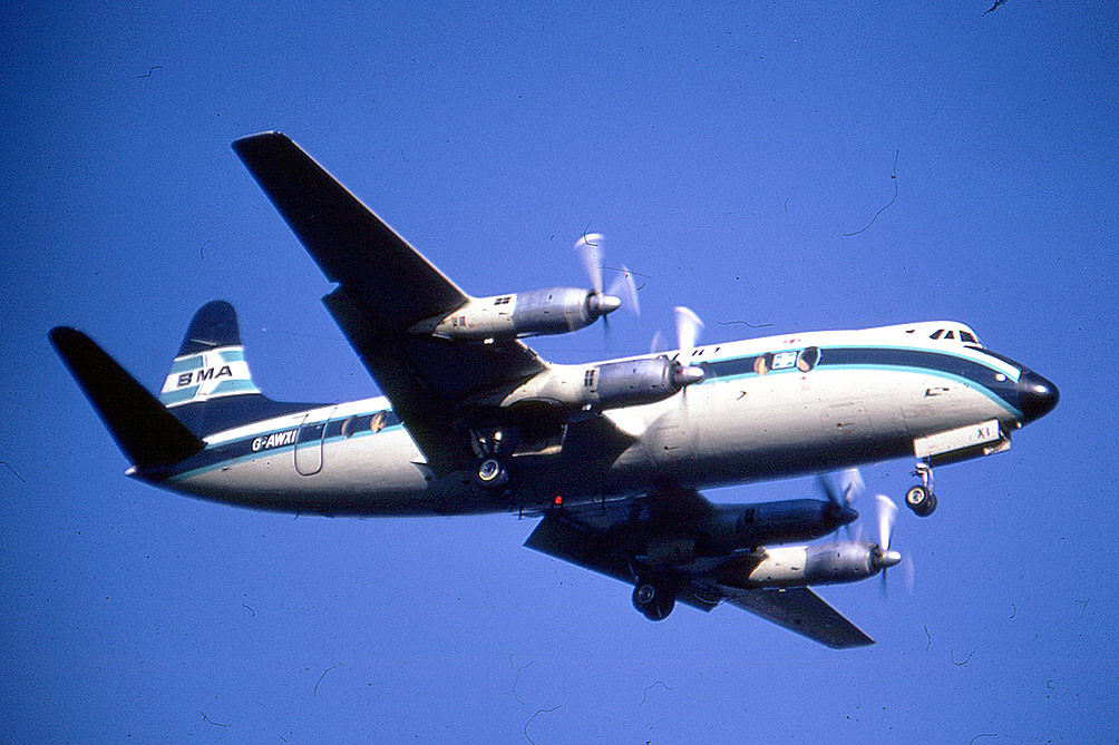 A Vickers 813 Viscount, registered G-AZNC, operated by British