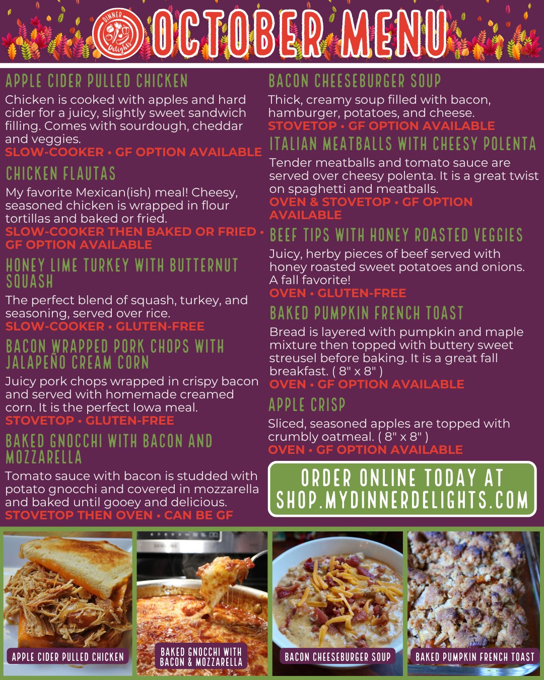 Dinner Delights - October's Freezer Meal Menu is packed... | Facebook