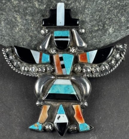 Eagle - Inlaid Zuni Knifewing Pin, c.1960 A stunning example of Zuni ...