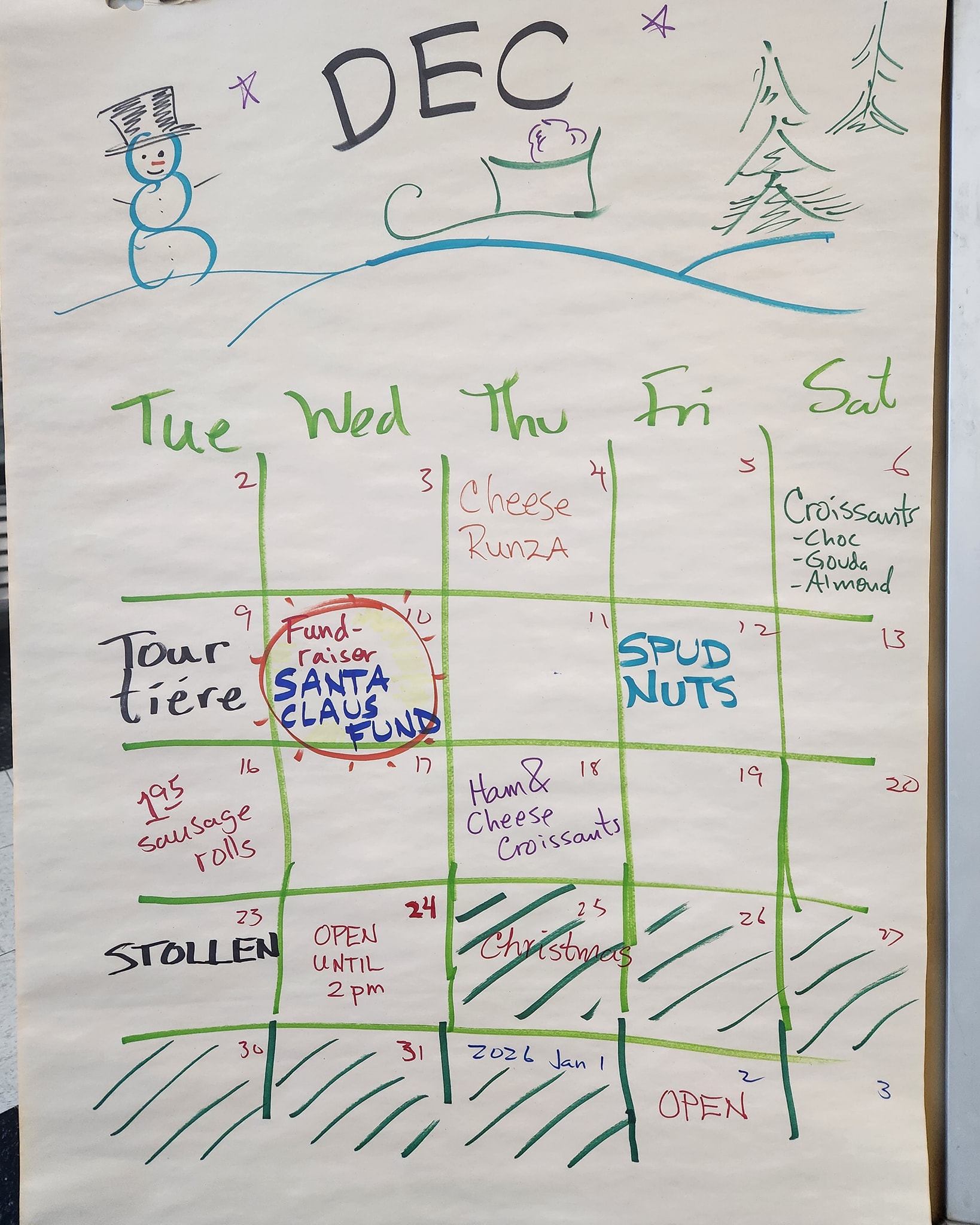 McBride's - Last Calendar of the year! Runza and croissants this week ...