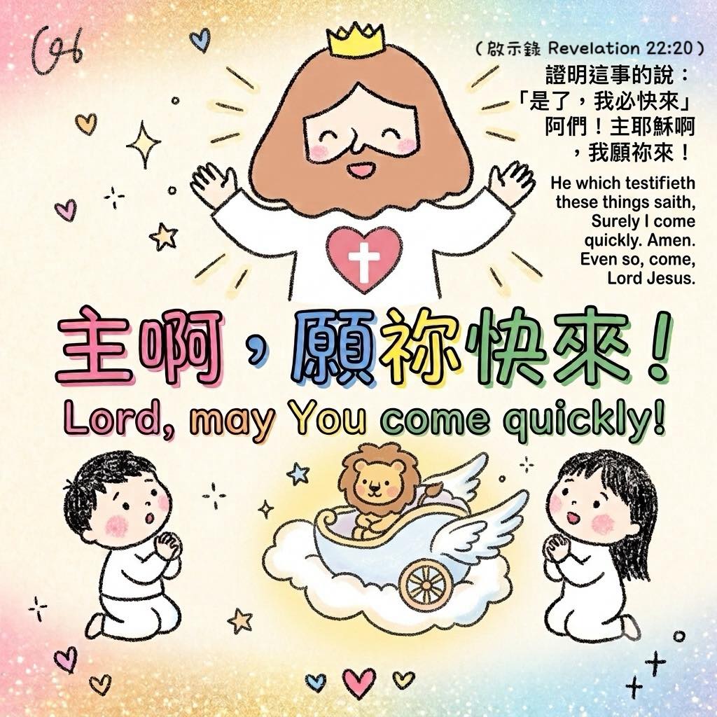 我愛主耶穌- 今日的經文和禱文如下：（啟示錄22:20) 證明這事的說