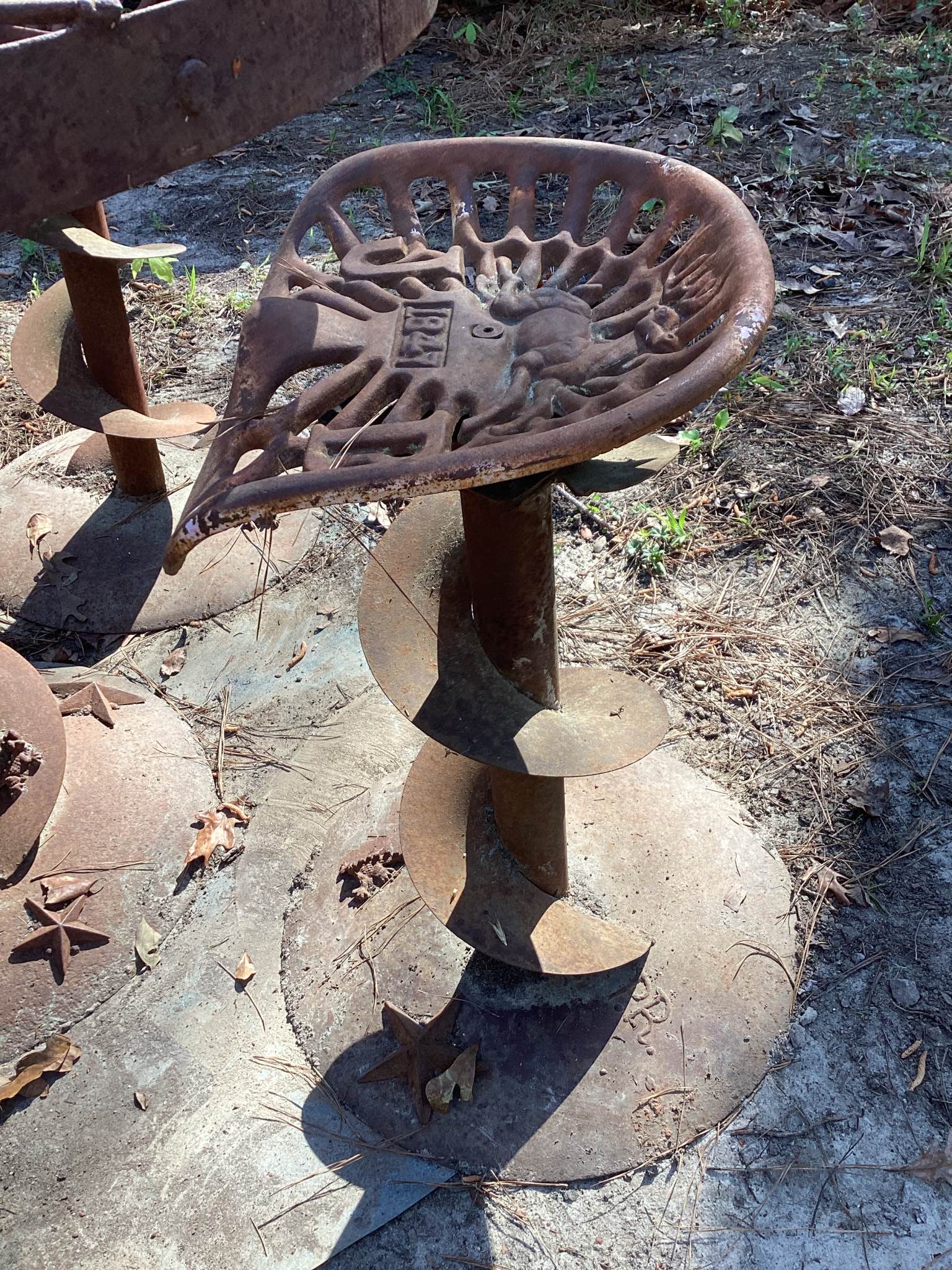 Custom built wagon wheel and auger table with 3 John deer custom made ...