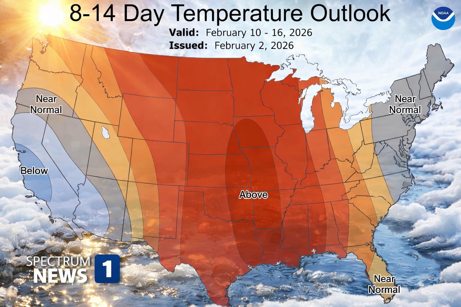 Above normal temperatures expected for Valentine's Day