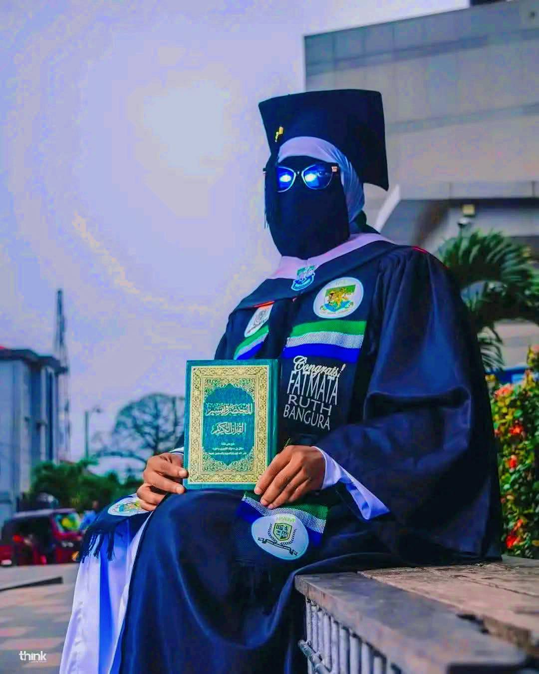 Muslim female graduand in modest dress