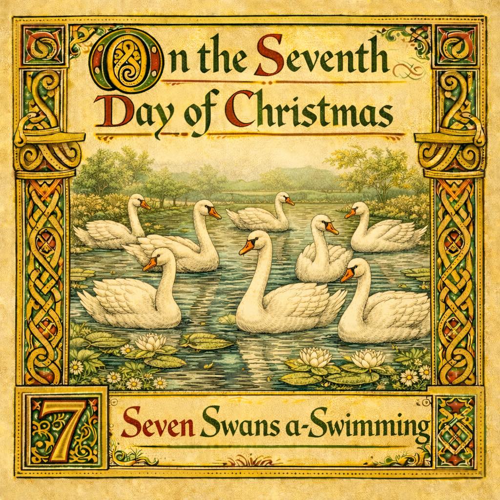 Seven swans a-swimming symbolize holy spirit gifts