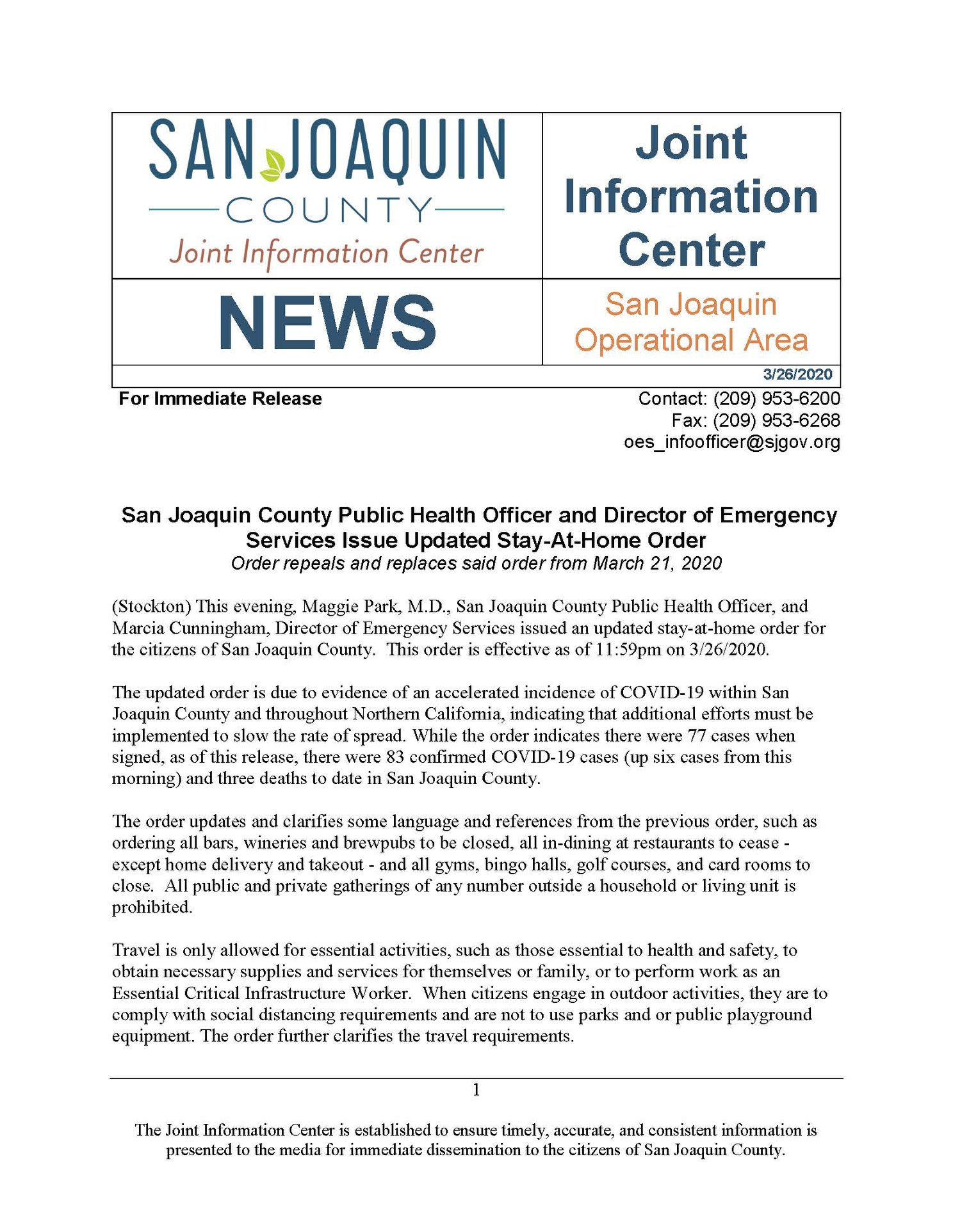 City of Escalon - San Joaquin County Public Health Officer... | Facebook