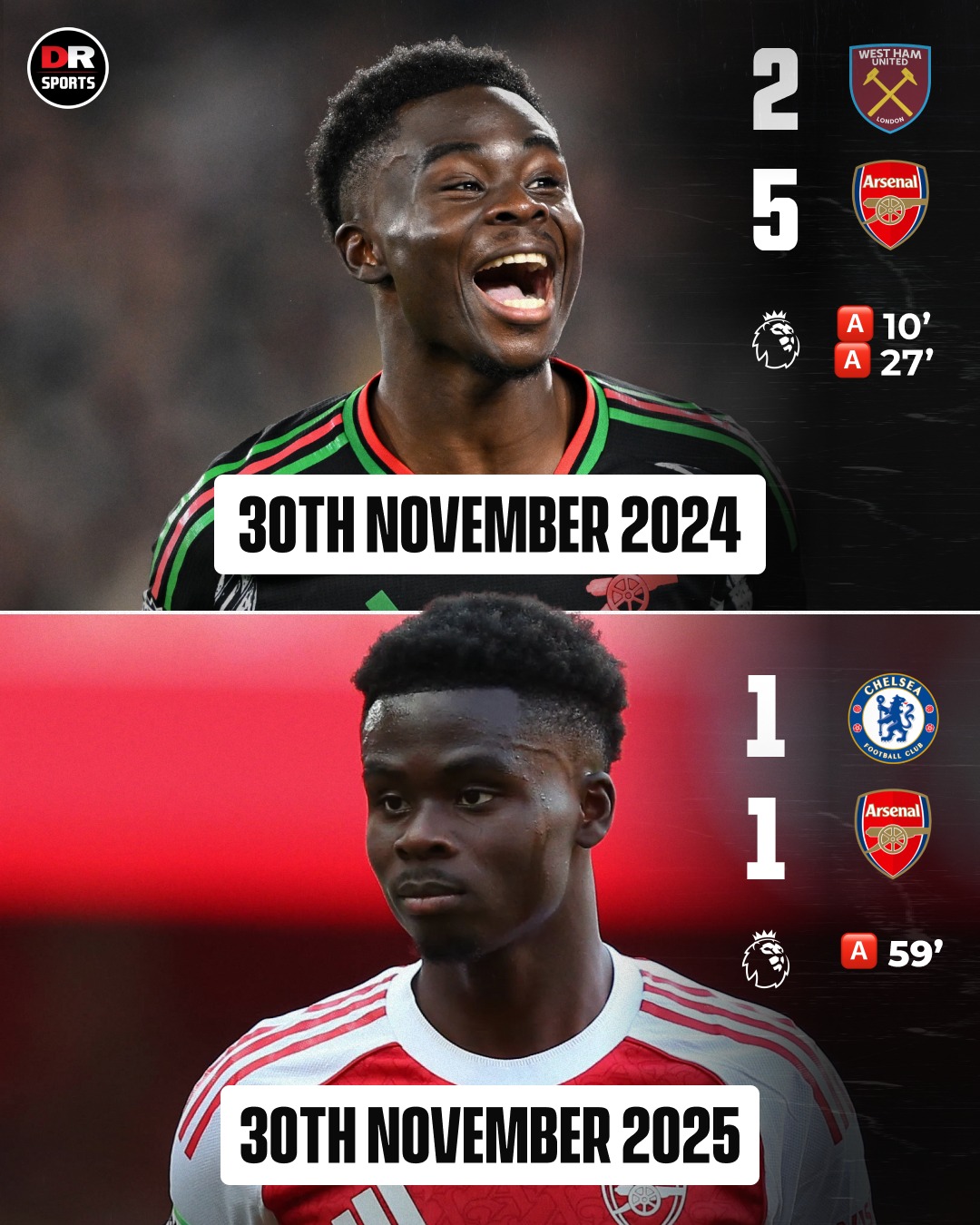 DR - Bukayo Saka's assist against Chelsea was his first PL assist since ...