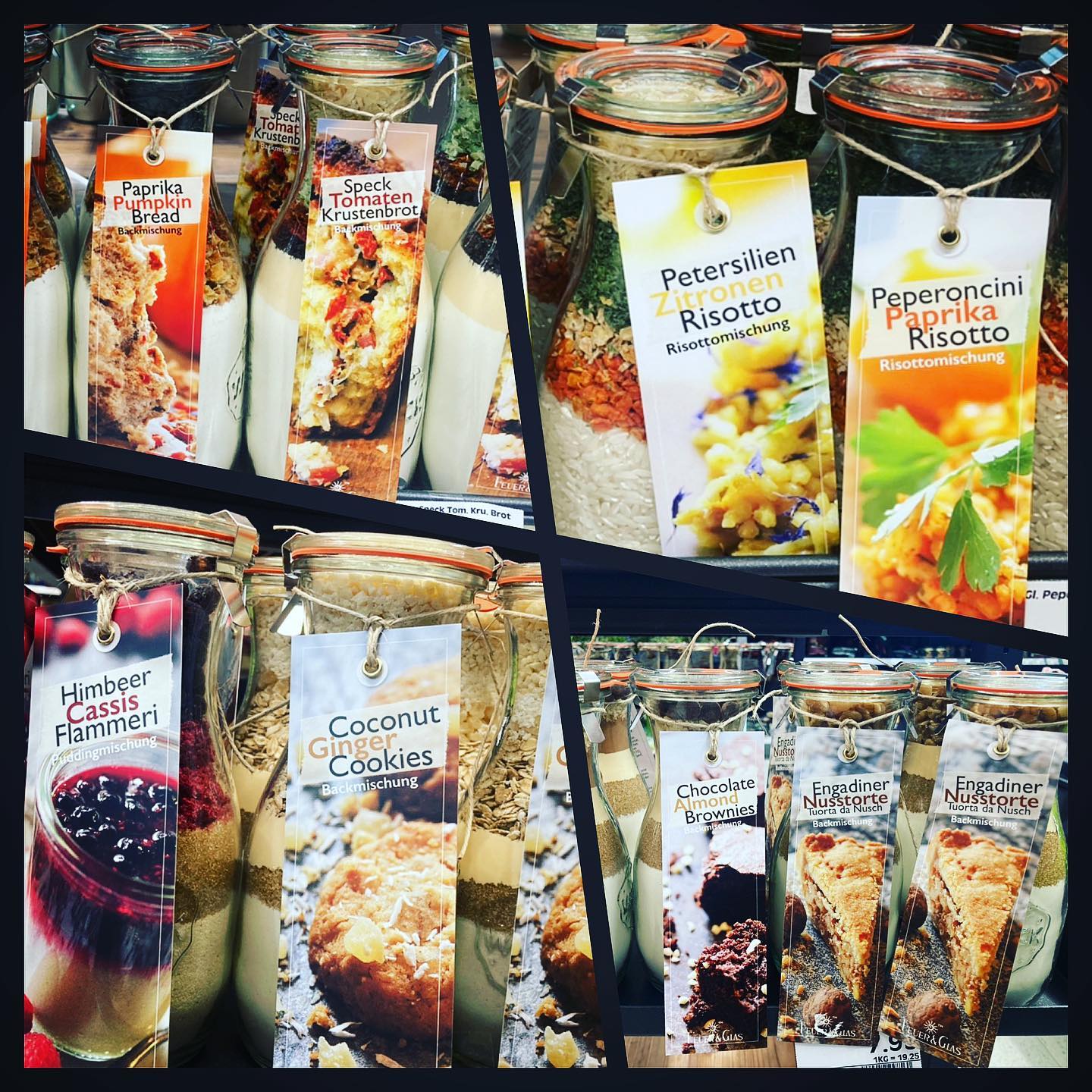 Sucht ihr noch ein passendes Geschenk? Wir haben tolle Backmischungen für Kuchen oder Brot und Risottomischungen Weckglas. #feuerundglas #edekawalla #röhrmoos #feuerundglas #geschenke #brotmischung #