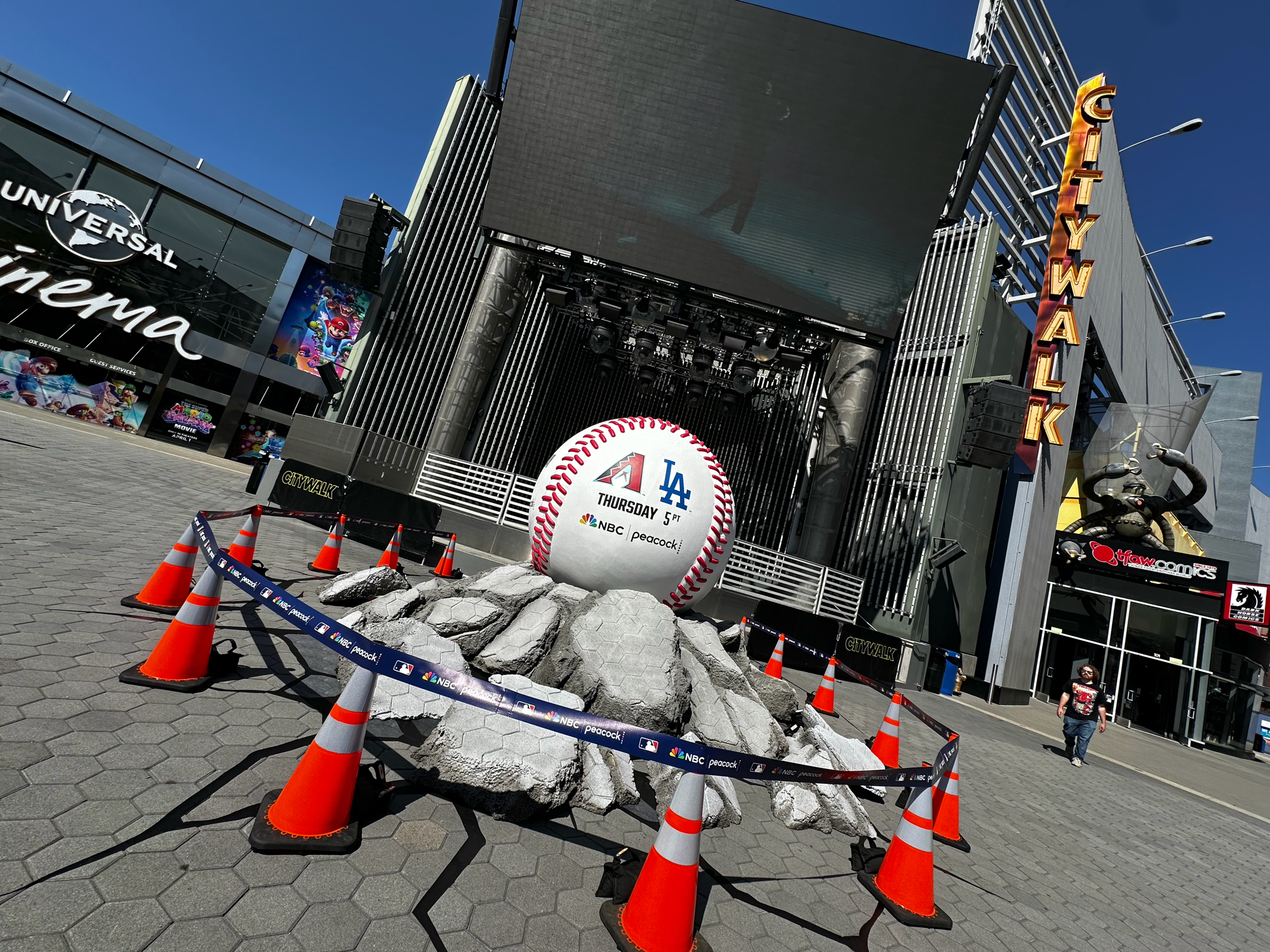 Inside - A large baseball display has been set up in CityWalk