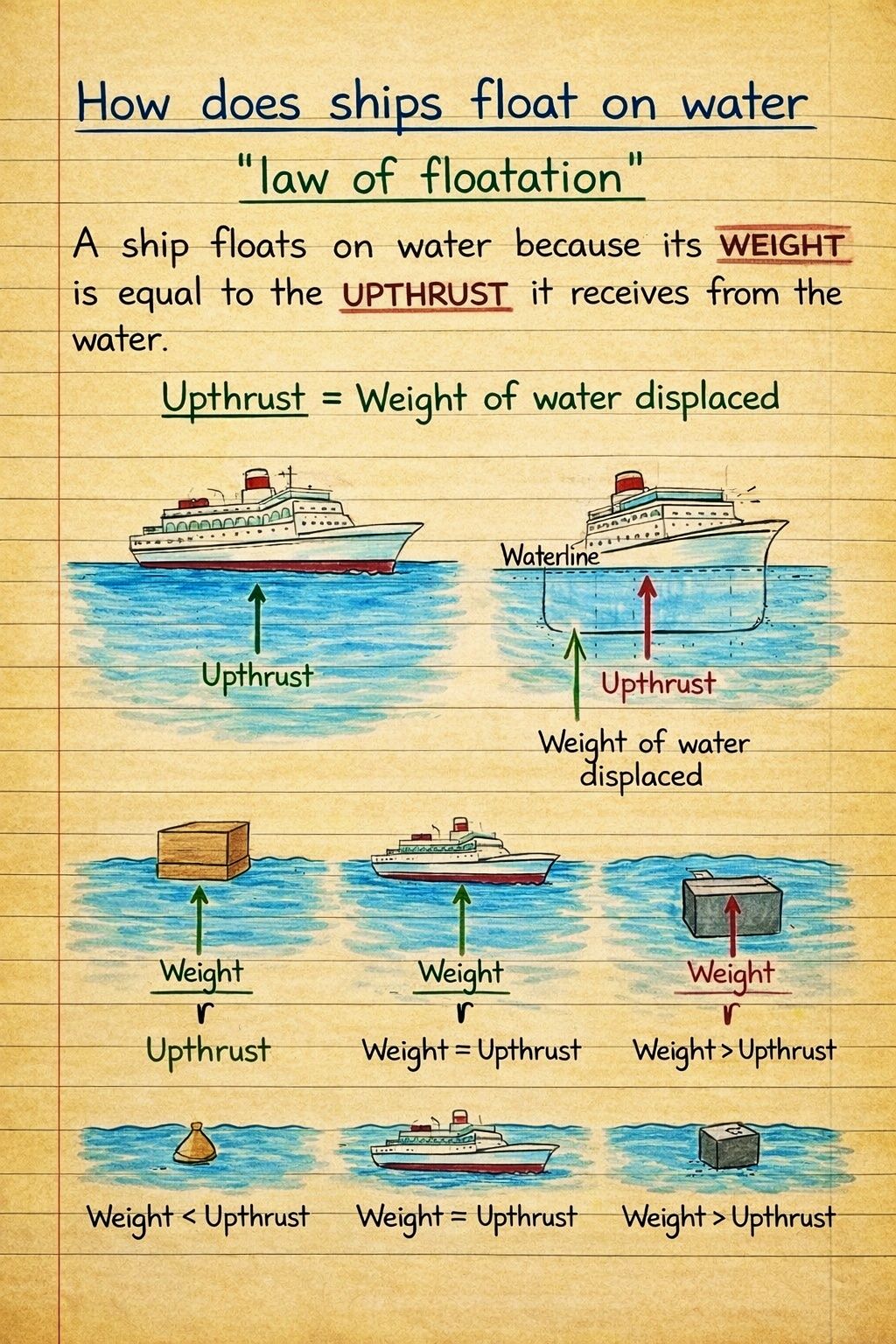 Physics - Laws of Floatation The laws of floatation explain why some ...