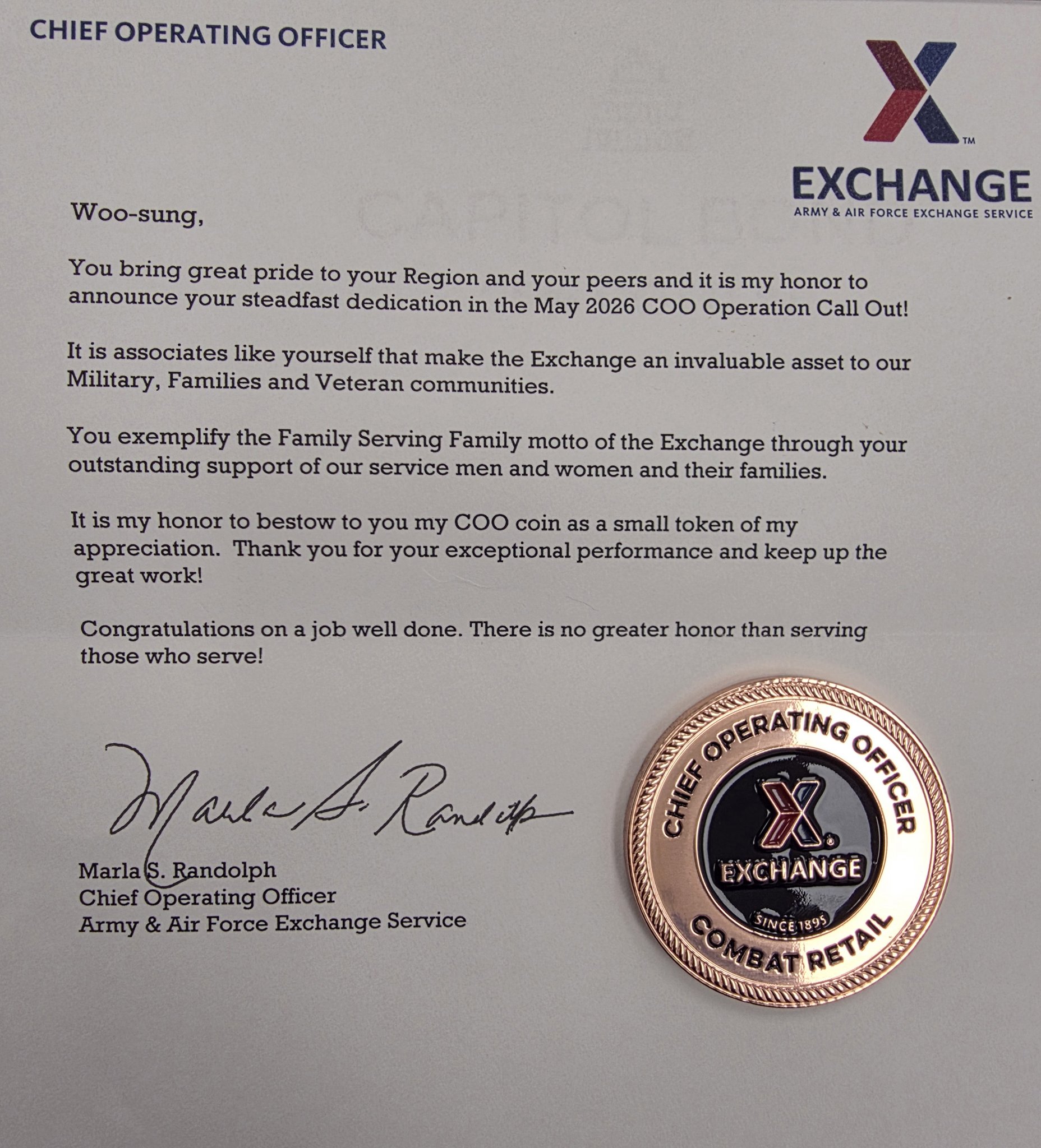 We are deeply honored to be recognized with the May 2026 COO 