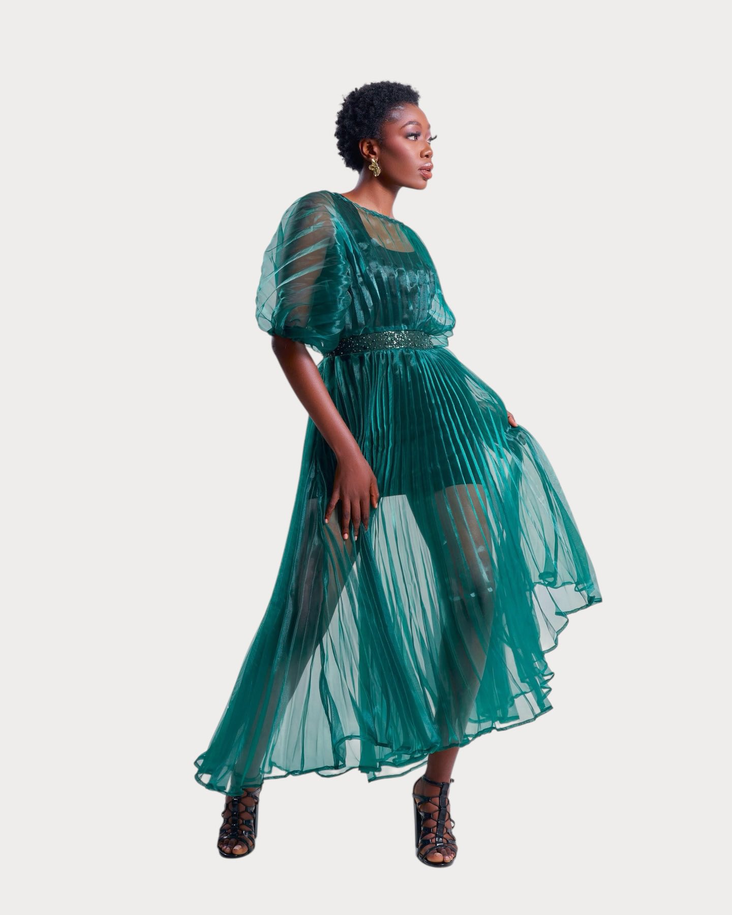 Quiet drama. Soft structure. Timeless colour & statement. Introducing “The Veil Overlay Dress” in Emerald Green; designed to layer or style to stand the test of time. Available to purchase or to