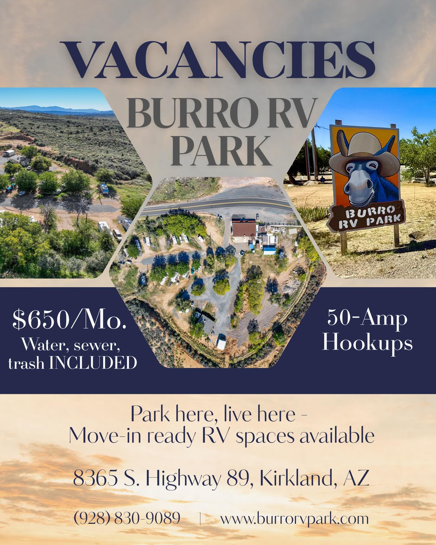 TDH - Freshly renovated spots are now open at Burro RV Park in Kirkland ...