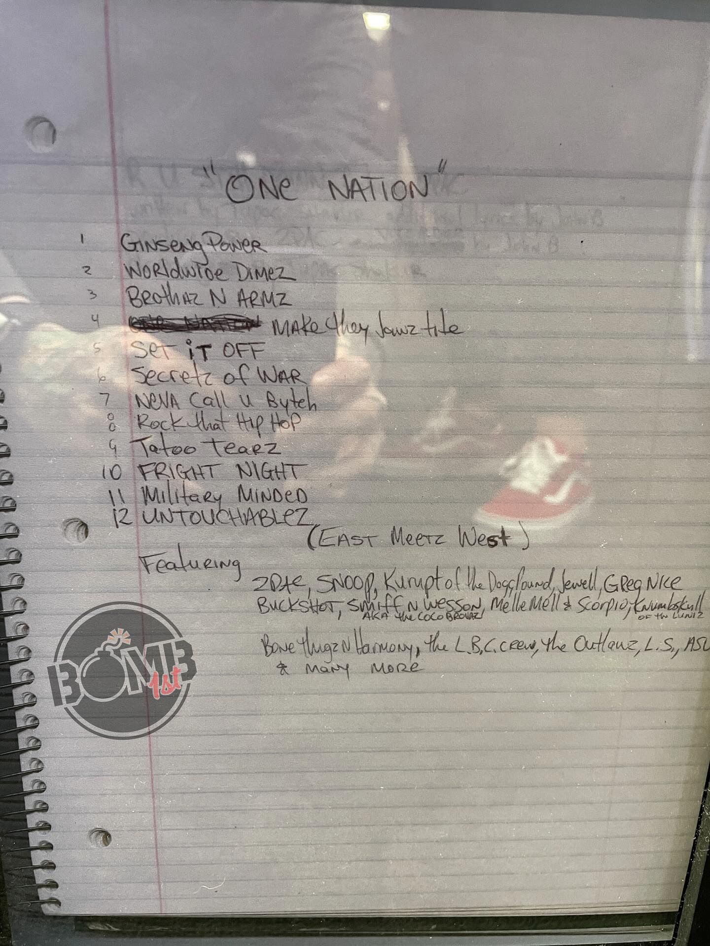 2 more handwritten track lists for “One Nation” by #2pac. #tupac 