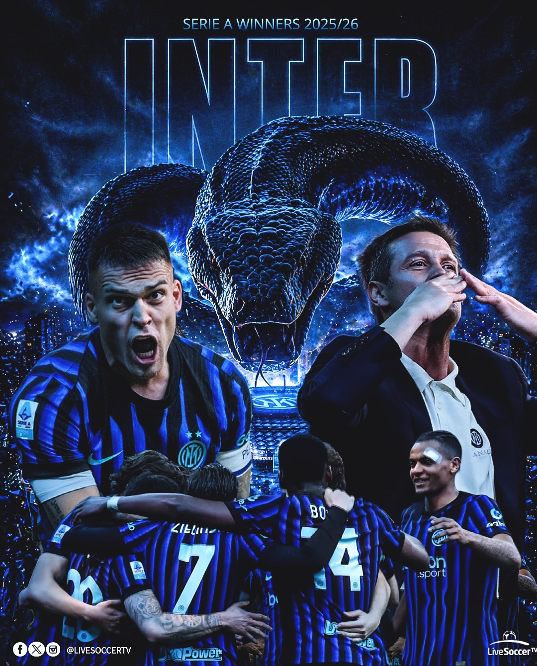 Drapeau Inter Milan 100x150 Cm – Saison 2025/26 – 21e Scudetto Et Deuxième Étoile