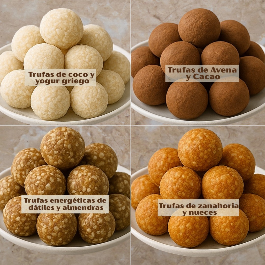 Gastronomía - 🥥🌰 RECETA DE 4 TRUFAS SALUDABLES 🥥🌰 1. Trufas de Coco y ...